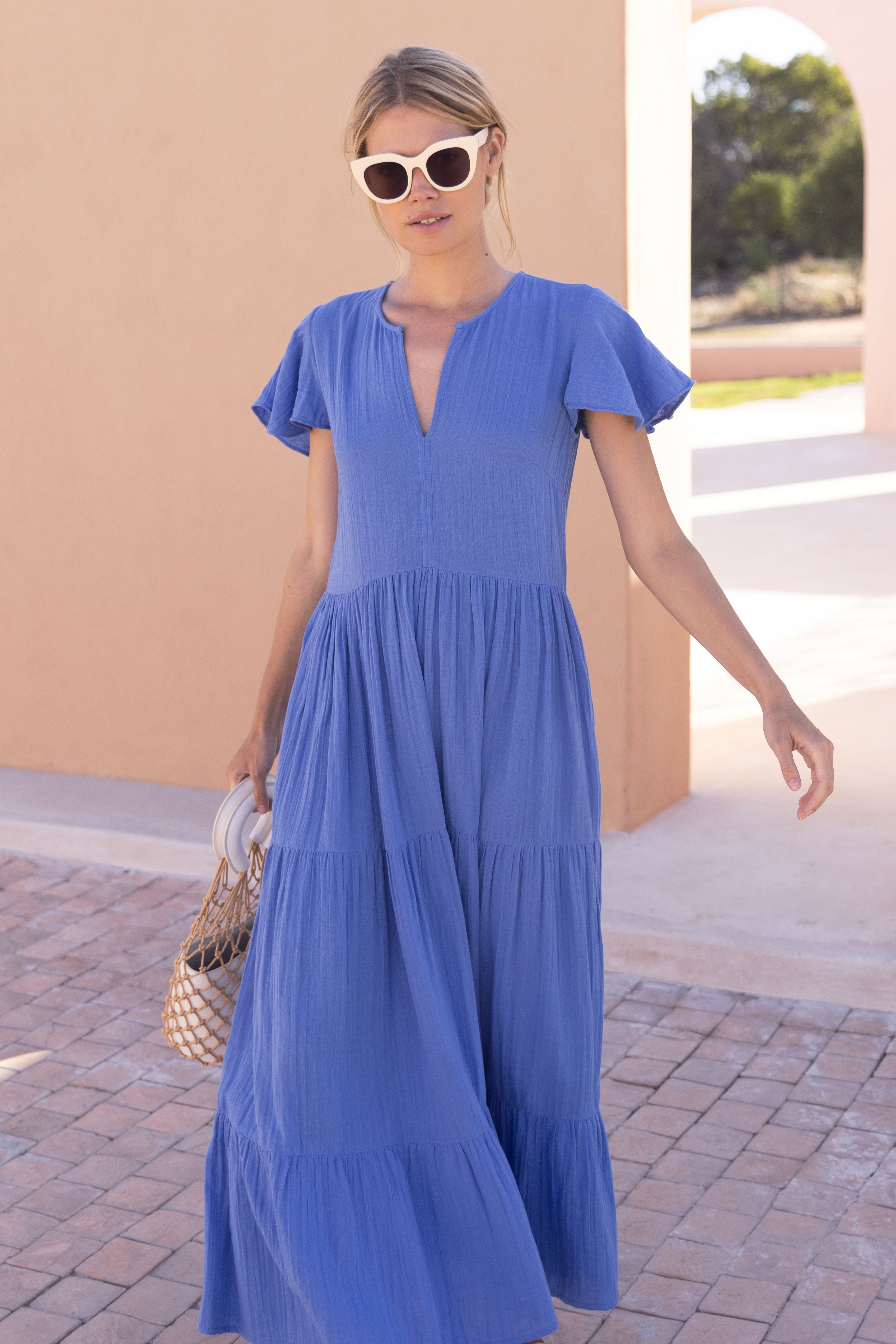 V-Neck Maxi- Bermuda Blue
