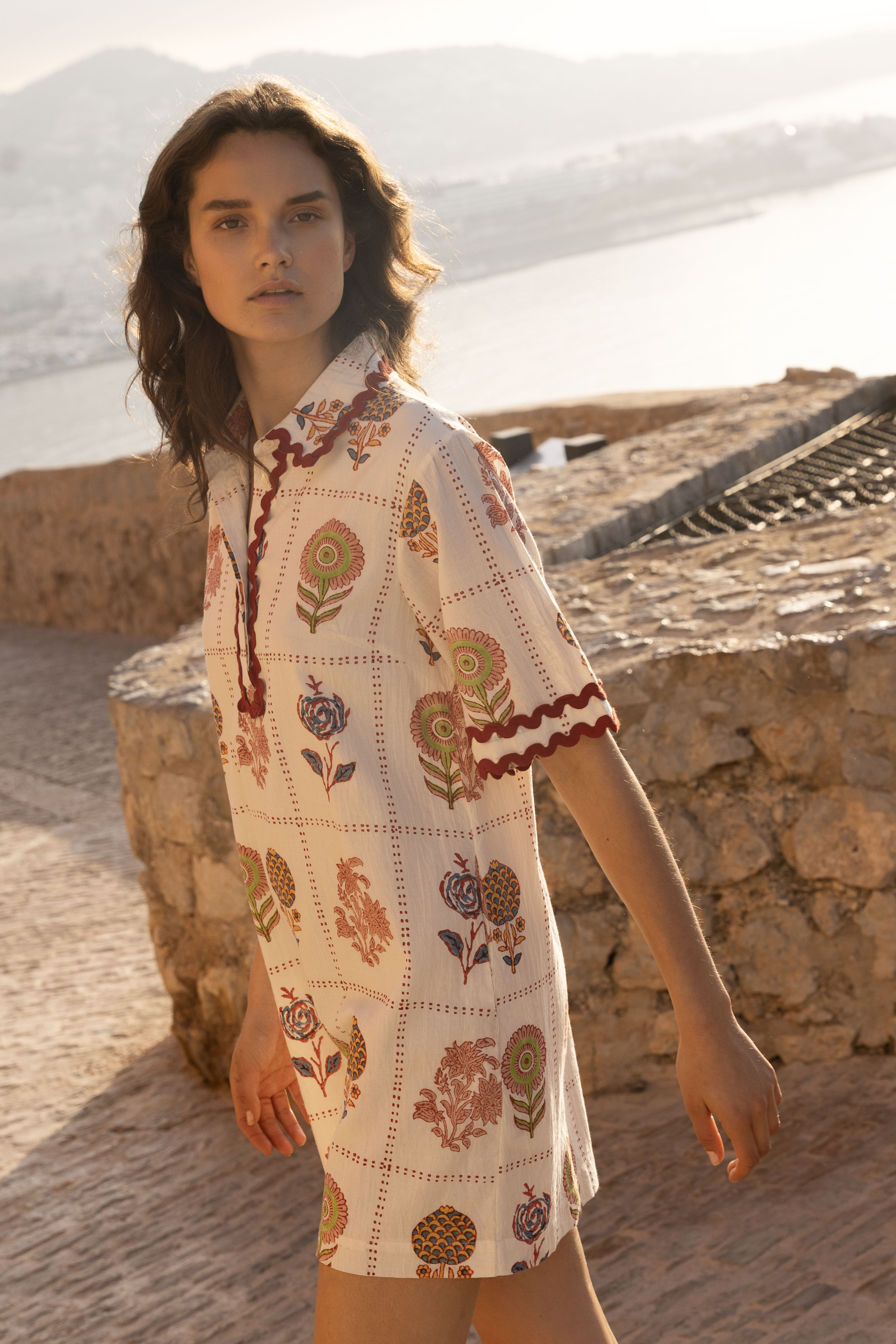 Collared Shirt Dress Mini- Taormina Cream