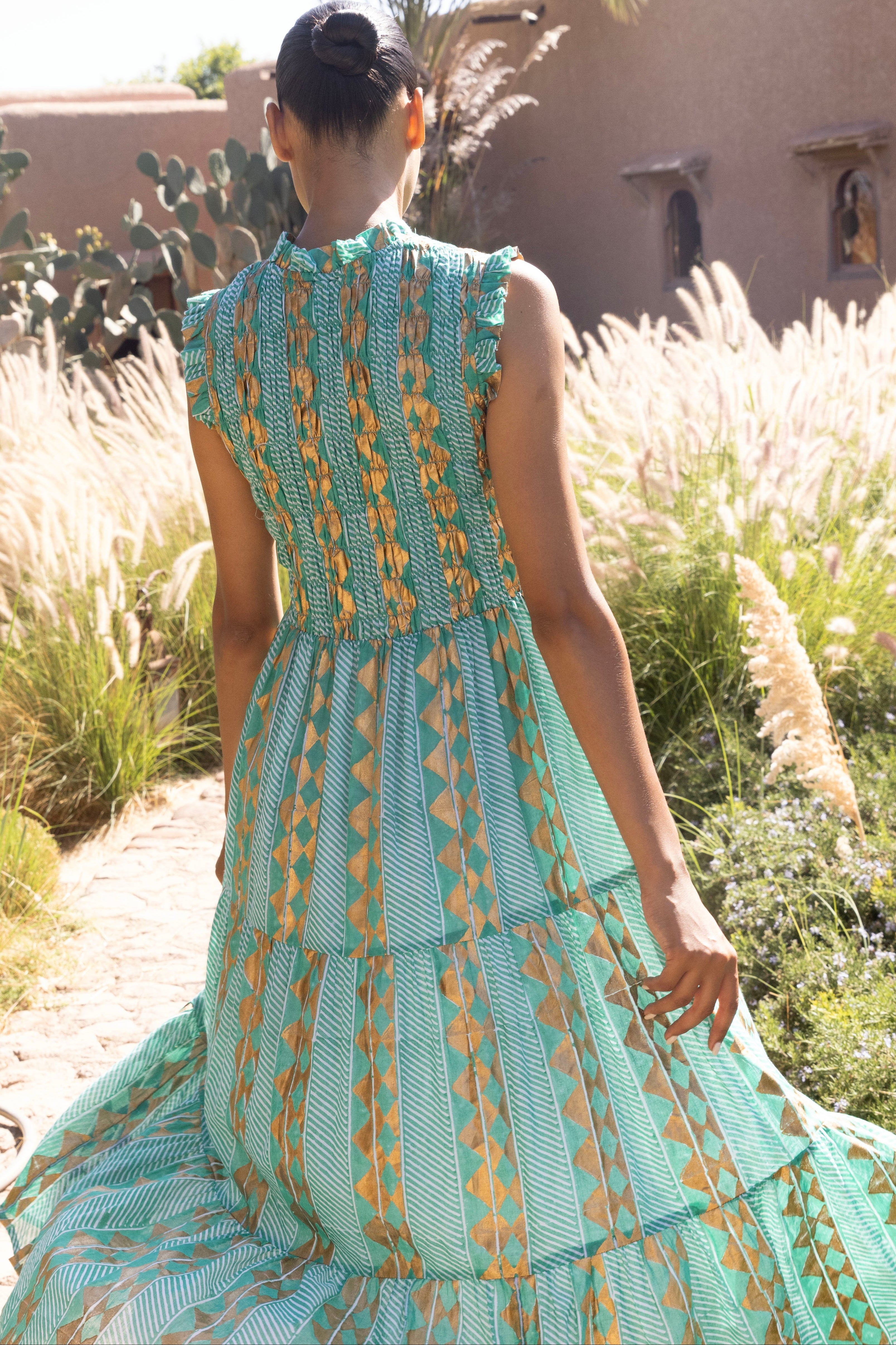 Sleeveless Smocked Maxi- Ascot Teal