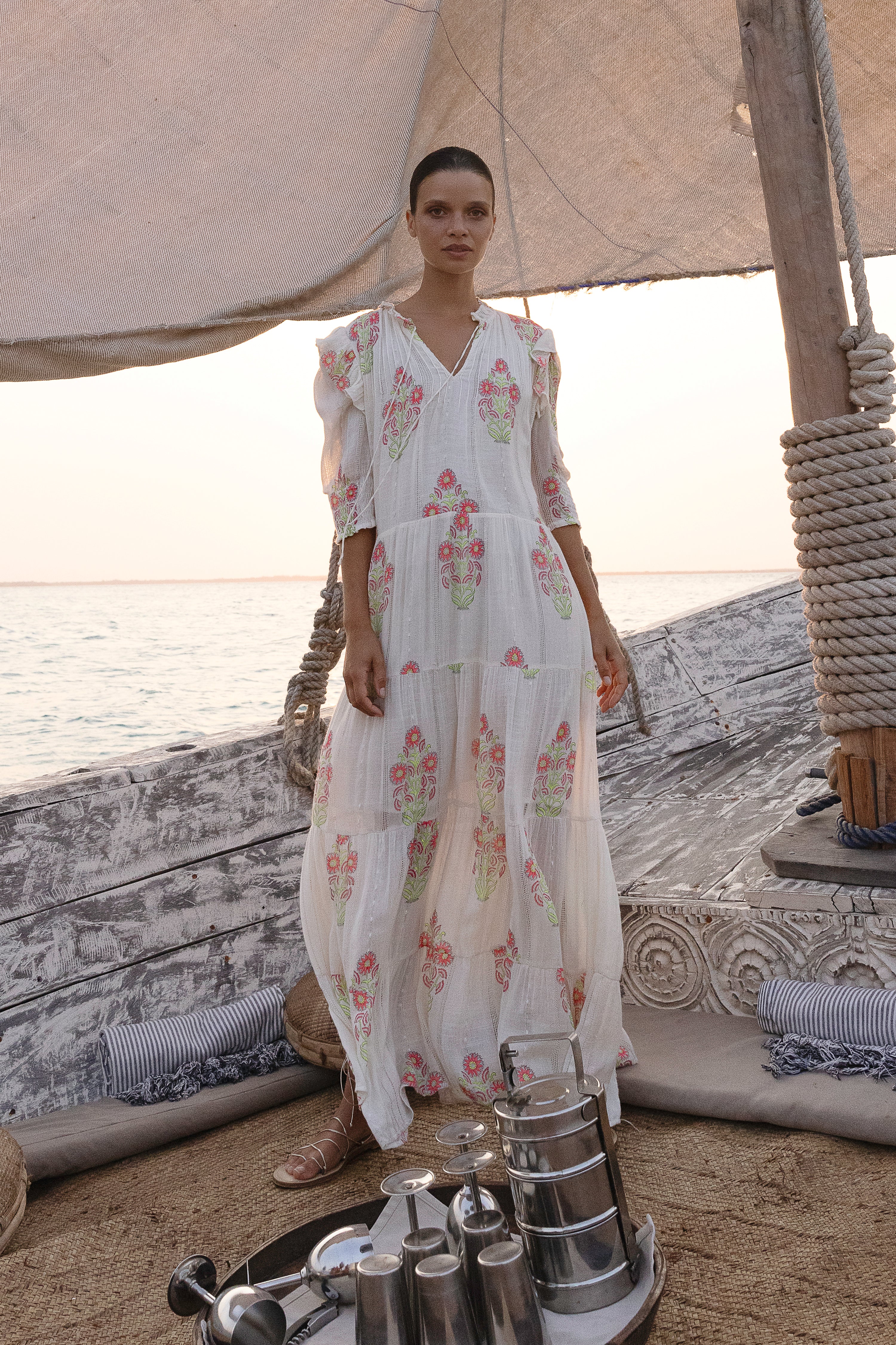 Pintuck Ruffle Maxi- Algarve Pink