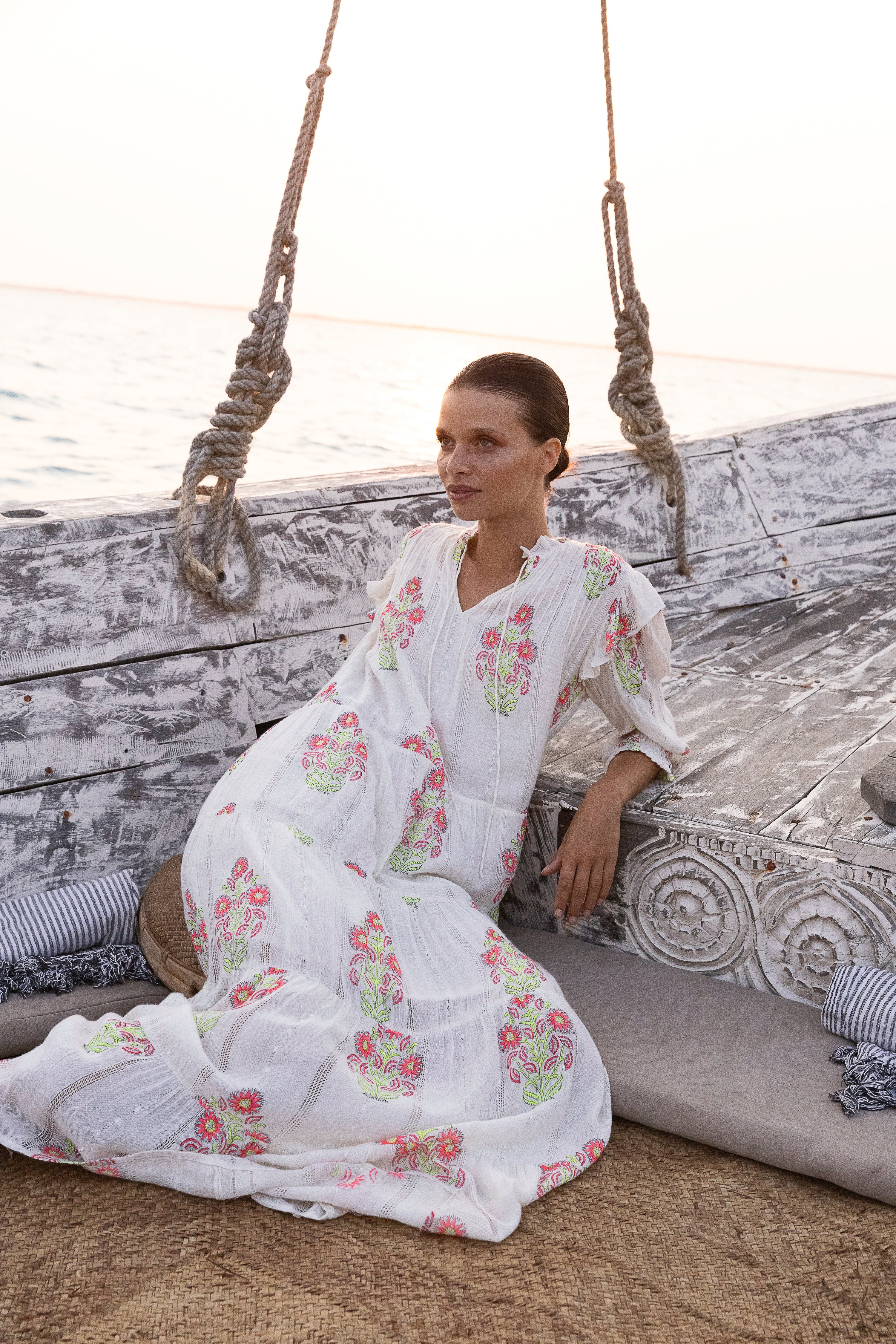 Pintuck Ruffle Maxi- Algarve Pink