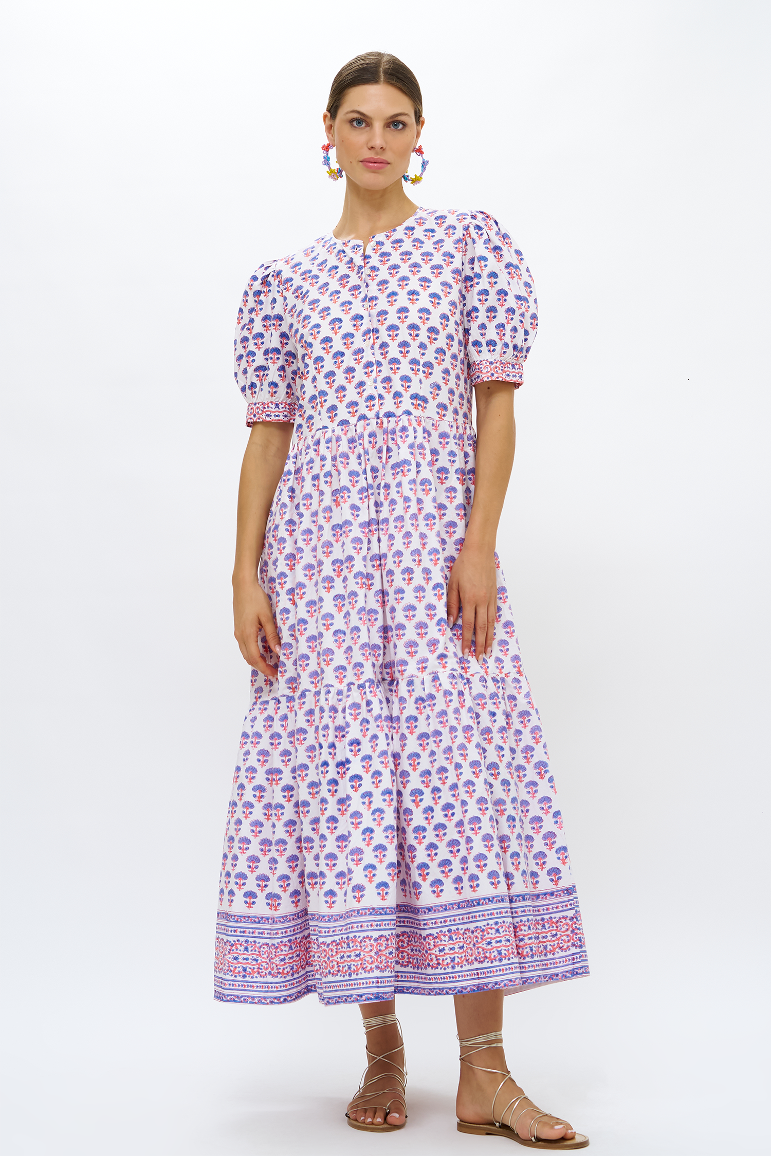 Button Cuff Sleeve Maxi- Alsace Peri