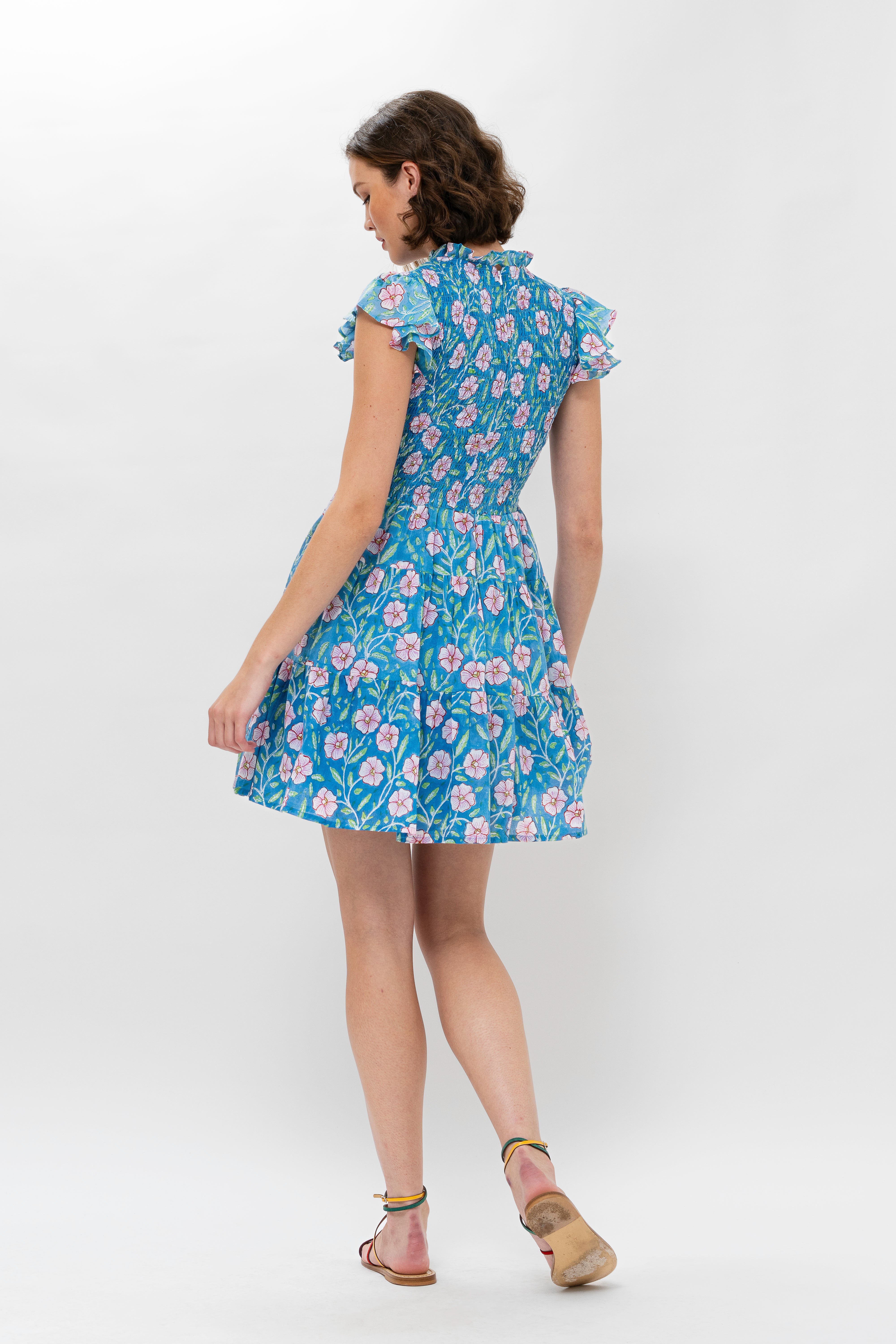 Smocked Flirty Short- Amalfi Blue