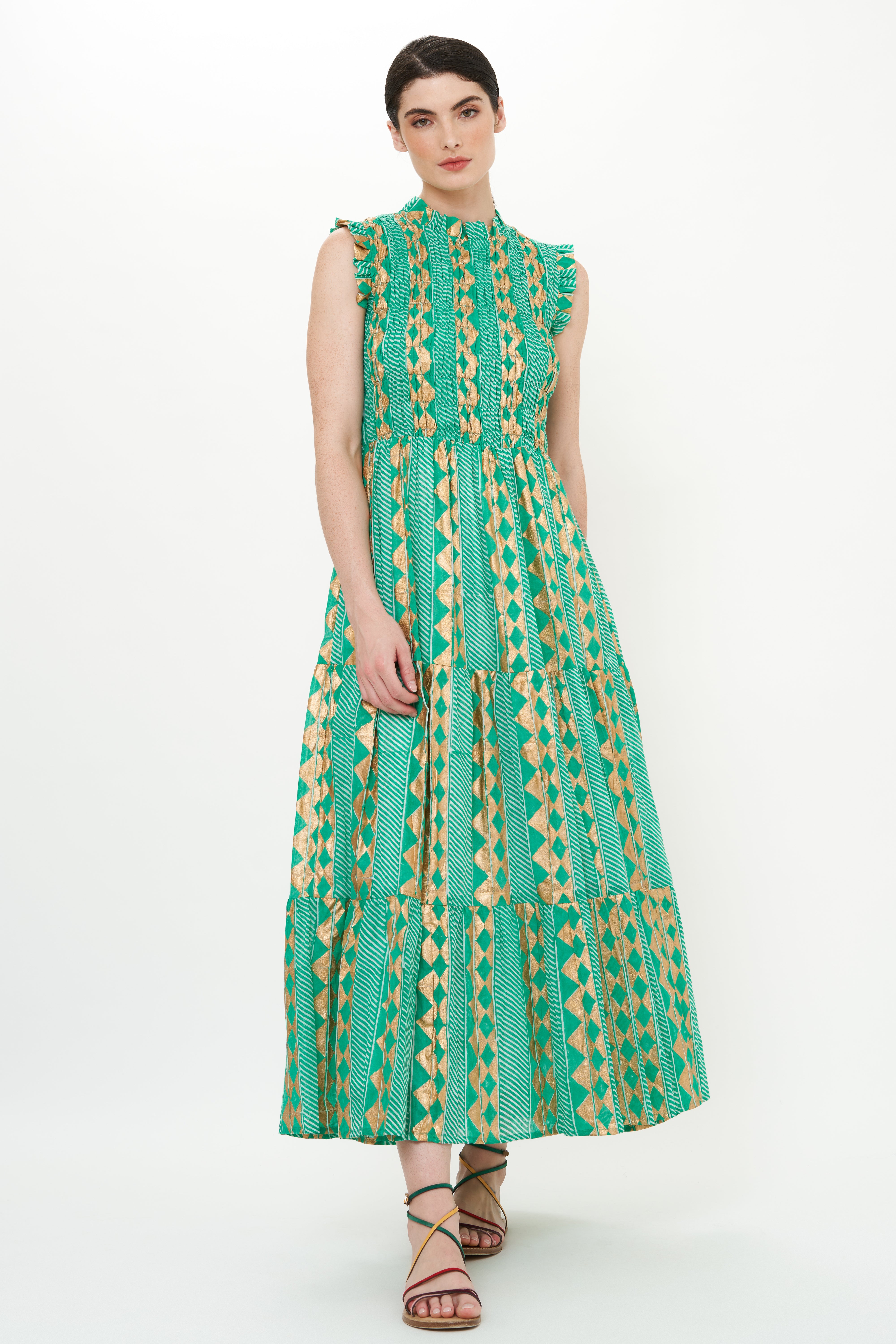 Sleeveless Smocked Maxi- Ascot Teal