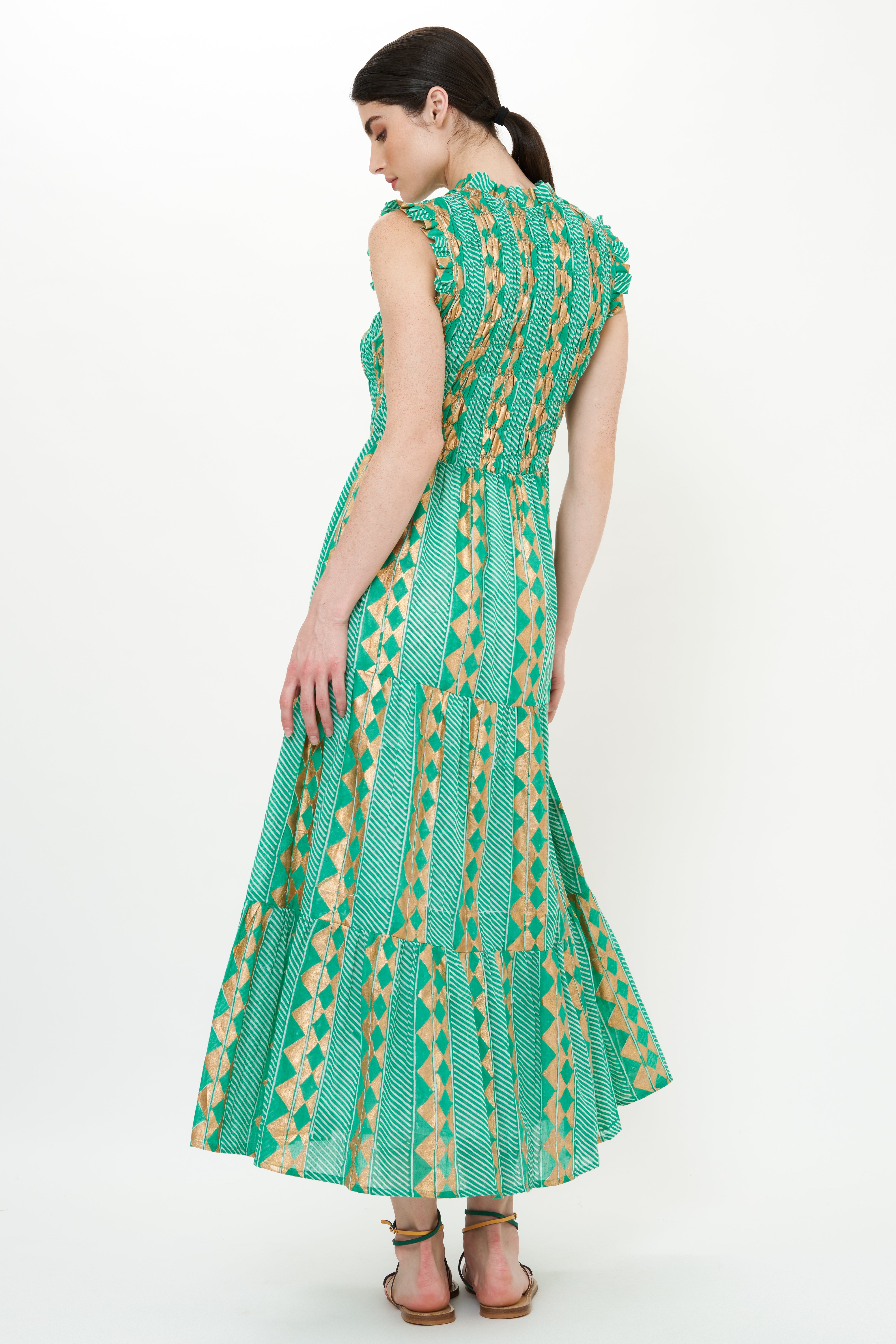 Sleeveless Smocked Maxi- Ascot Teal