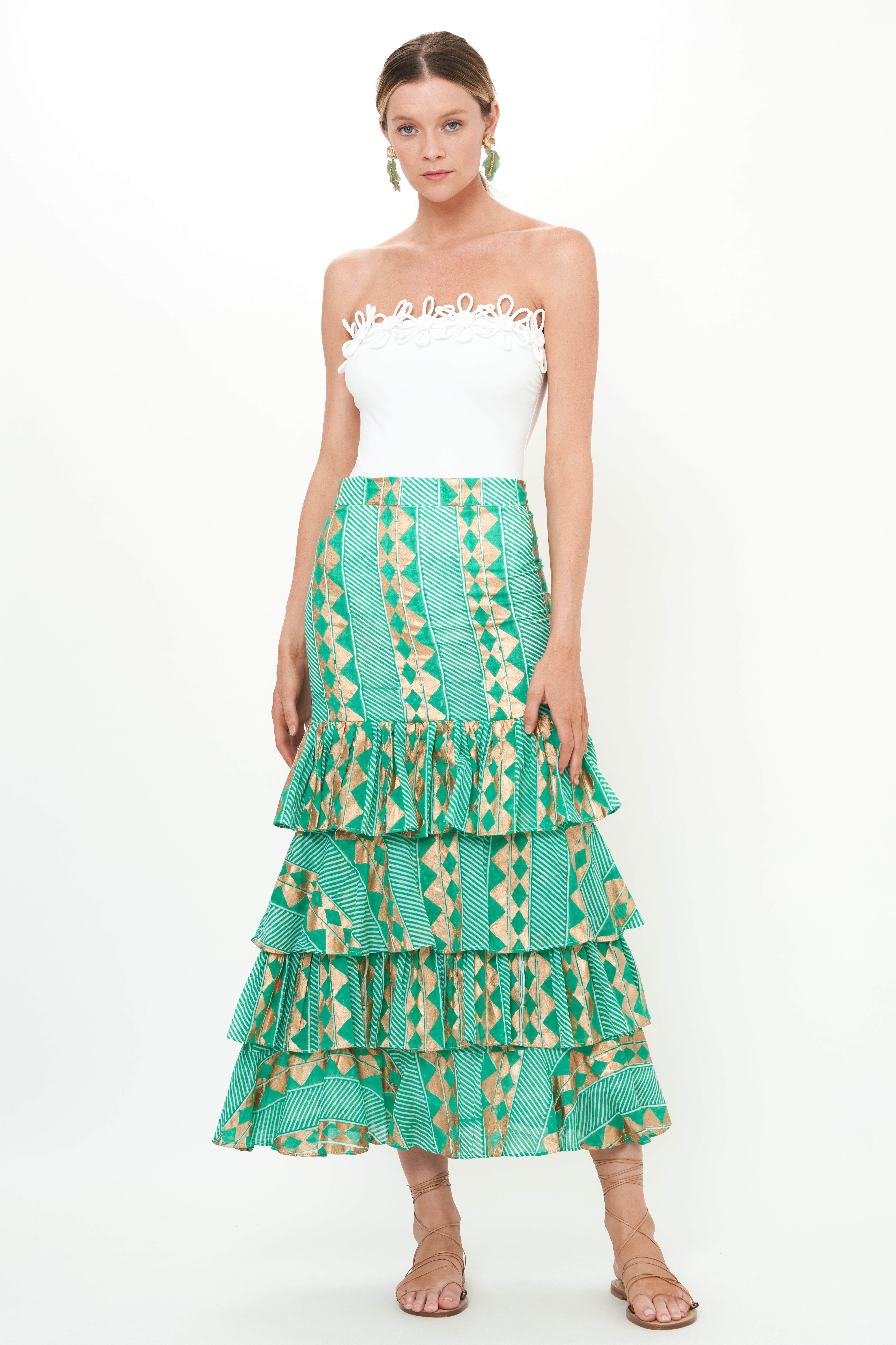 Ruffle Maxi Skirt- Ascot Teal