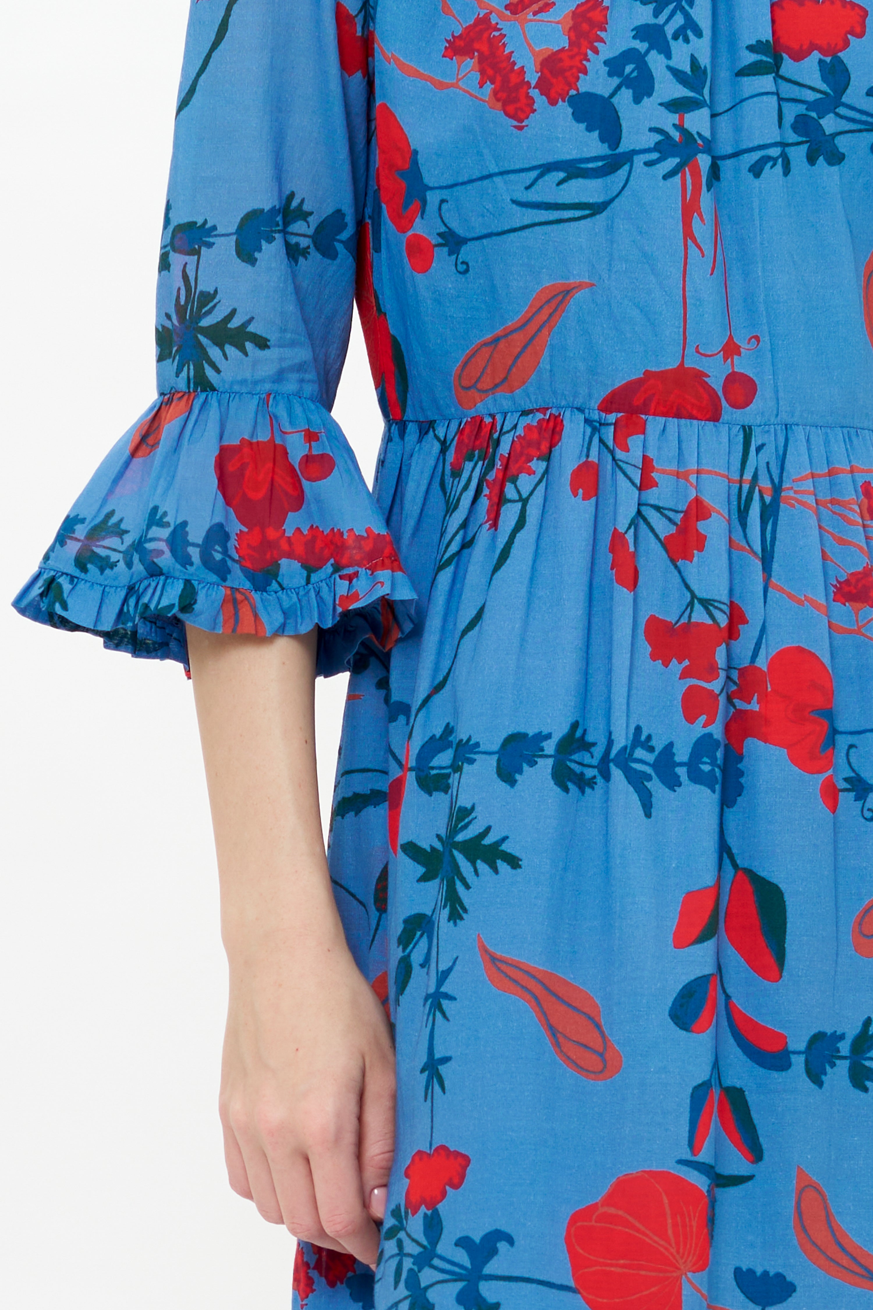 High Neck Bell Maxi- Bartram Blue