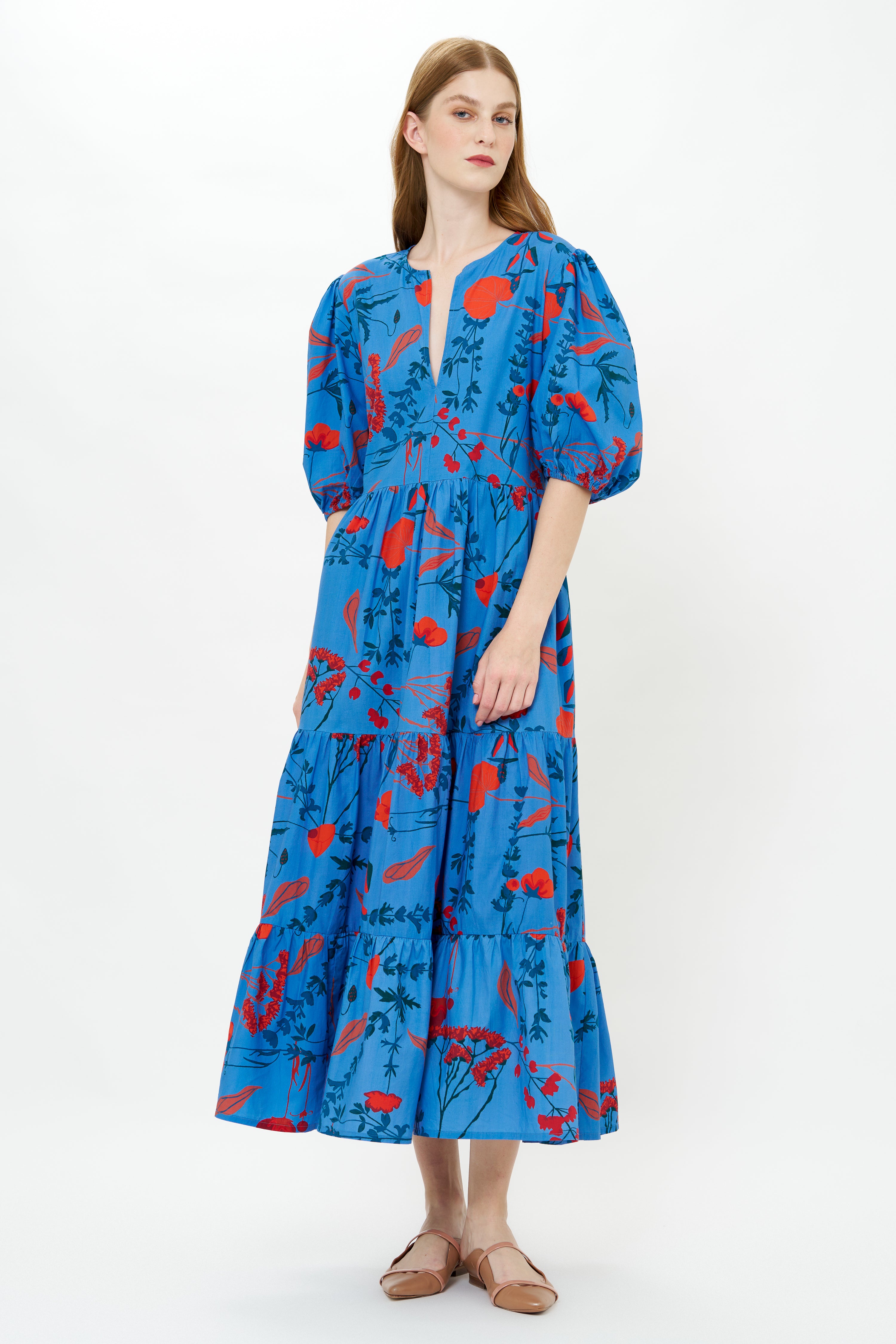 Puff Sleeve Maxi- Bartram Blue