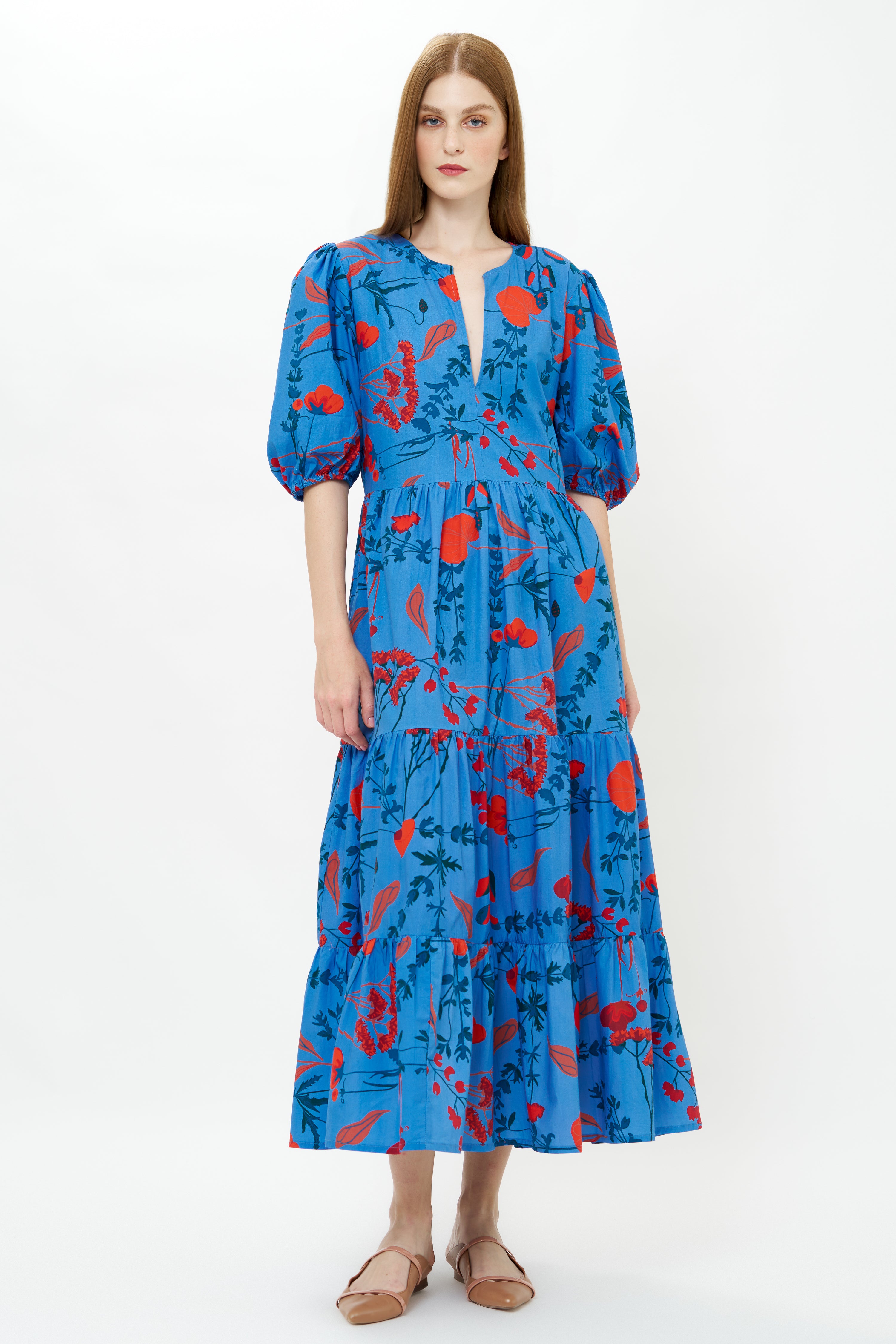Puff Sleeve Maxi- Bartram Blue