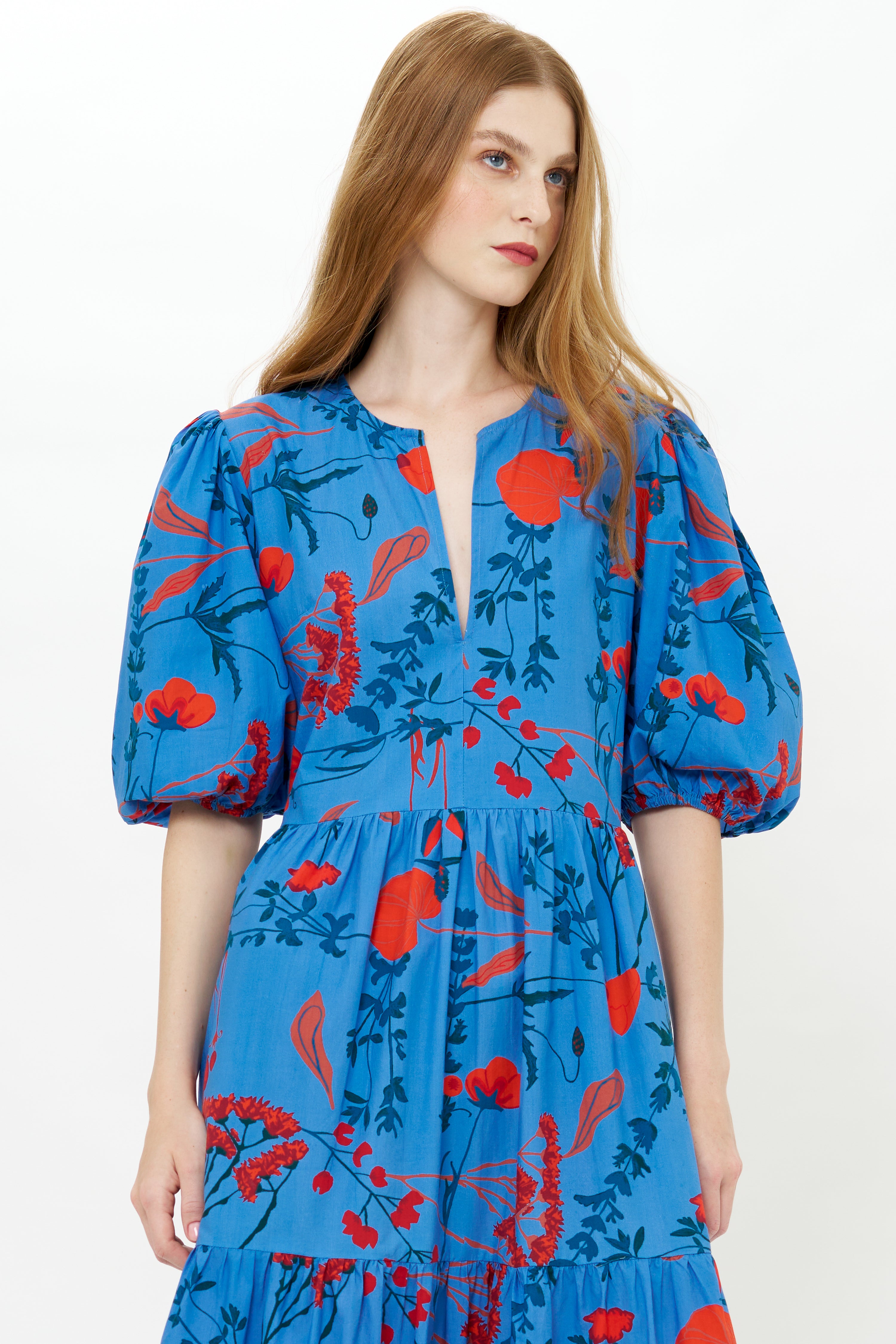 Puff Sleeve Maxi- Bartram Blue
