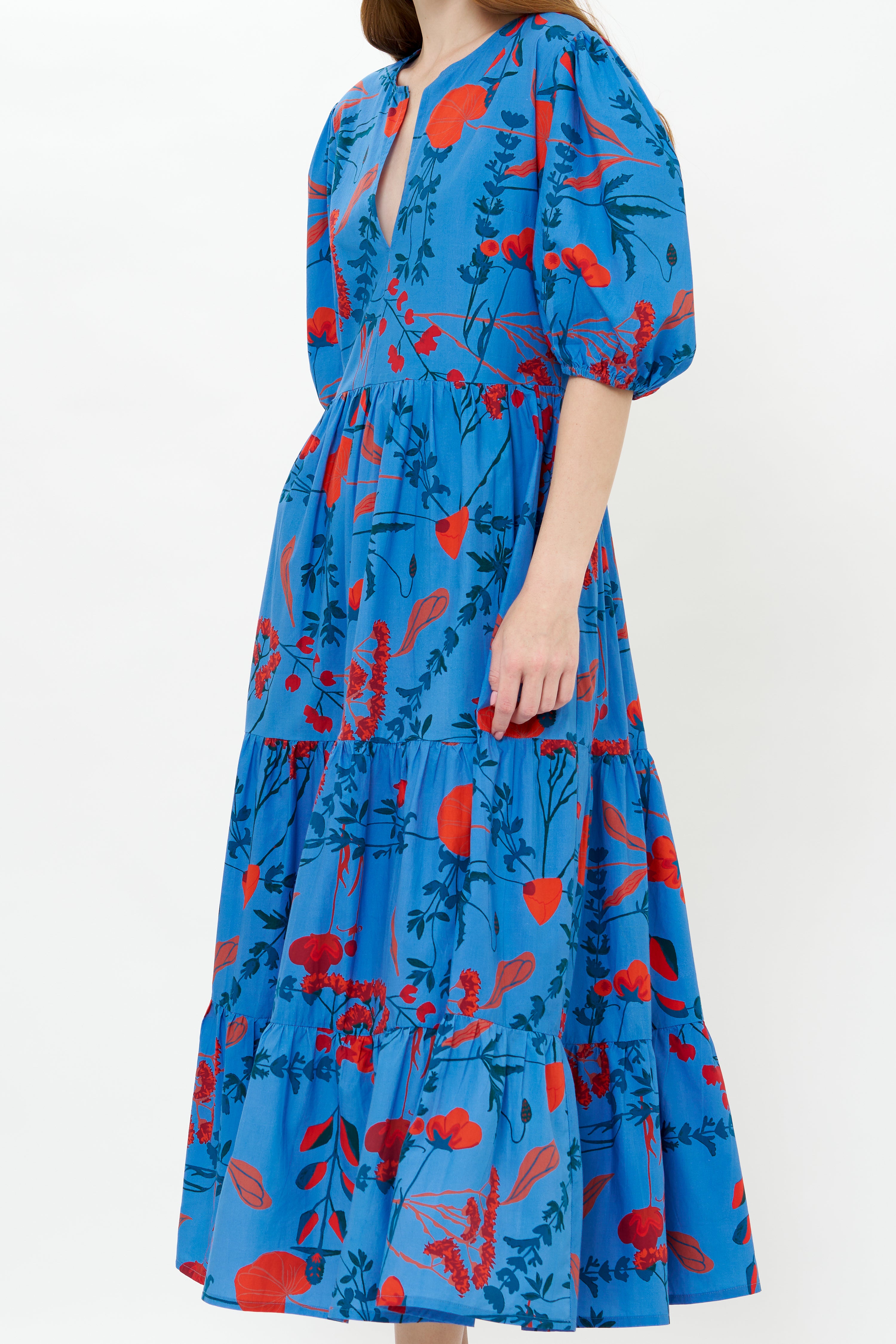 Puff Sleeve Maxi- Bartram Blue
