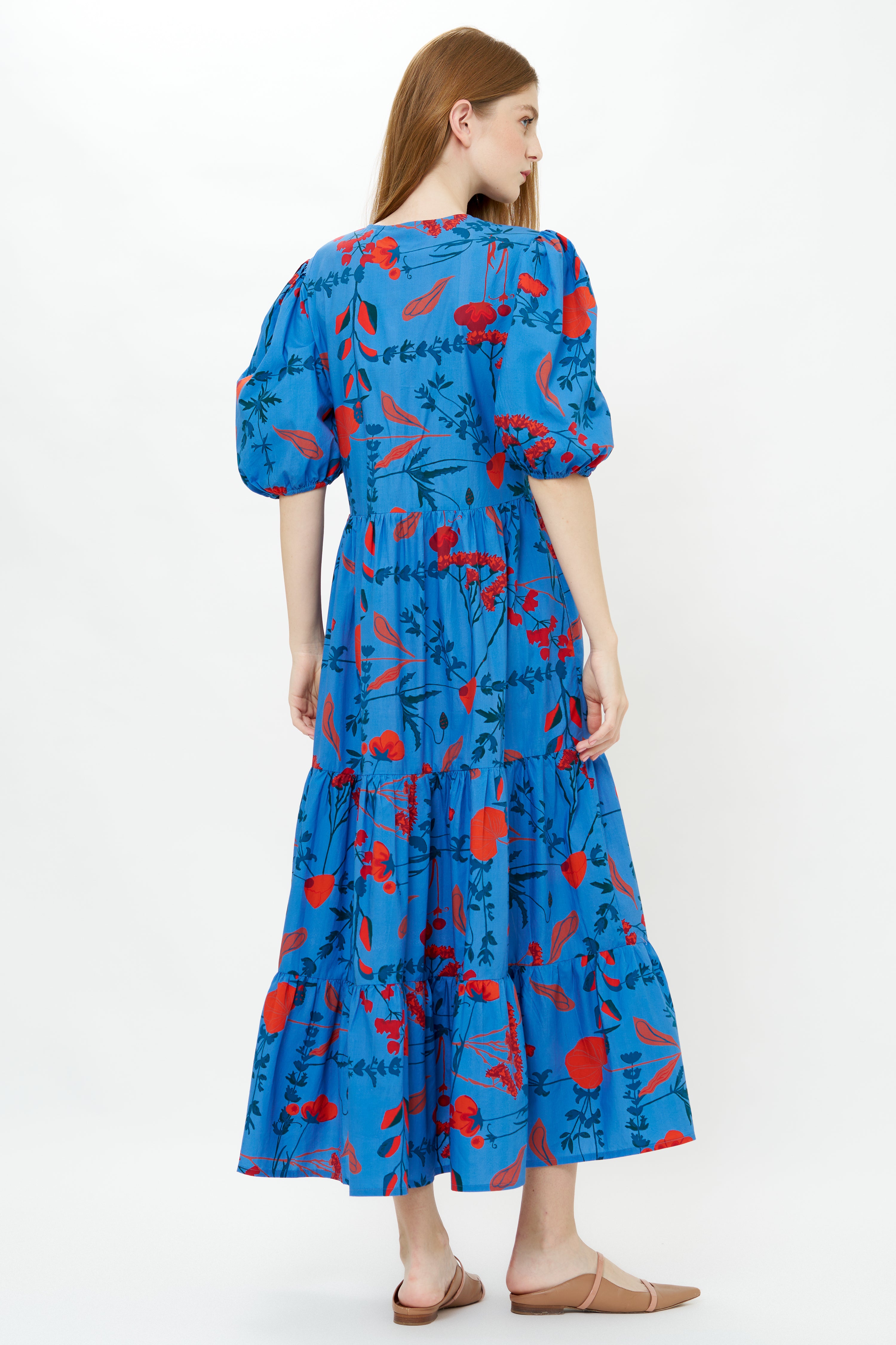 Puff Sleeve Maxi- Bartram Blue