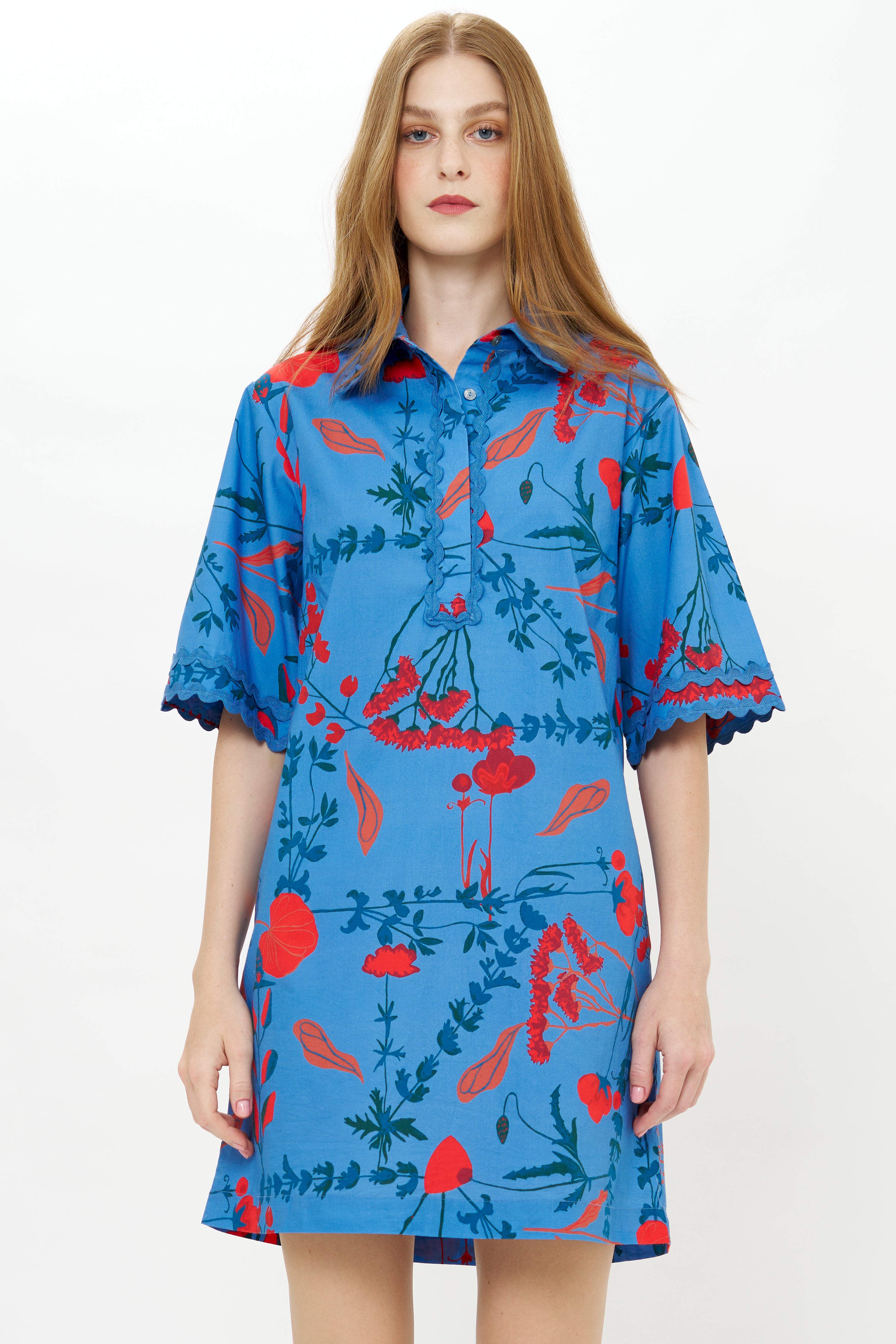Collared Shirt Dress Mini- Bartram Blue