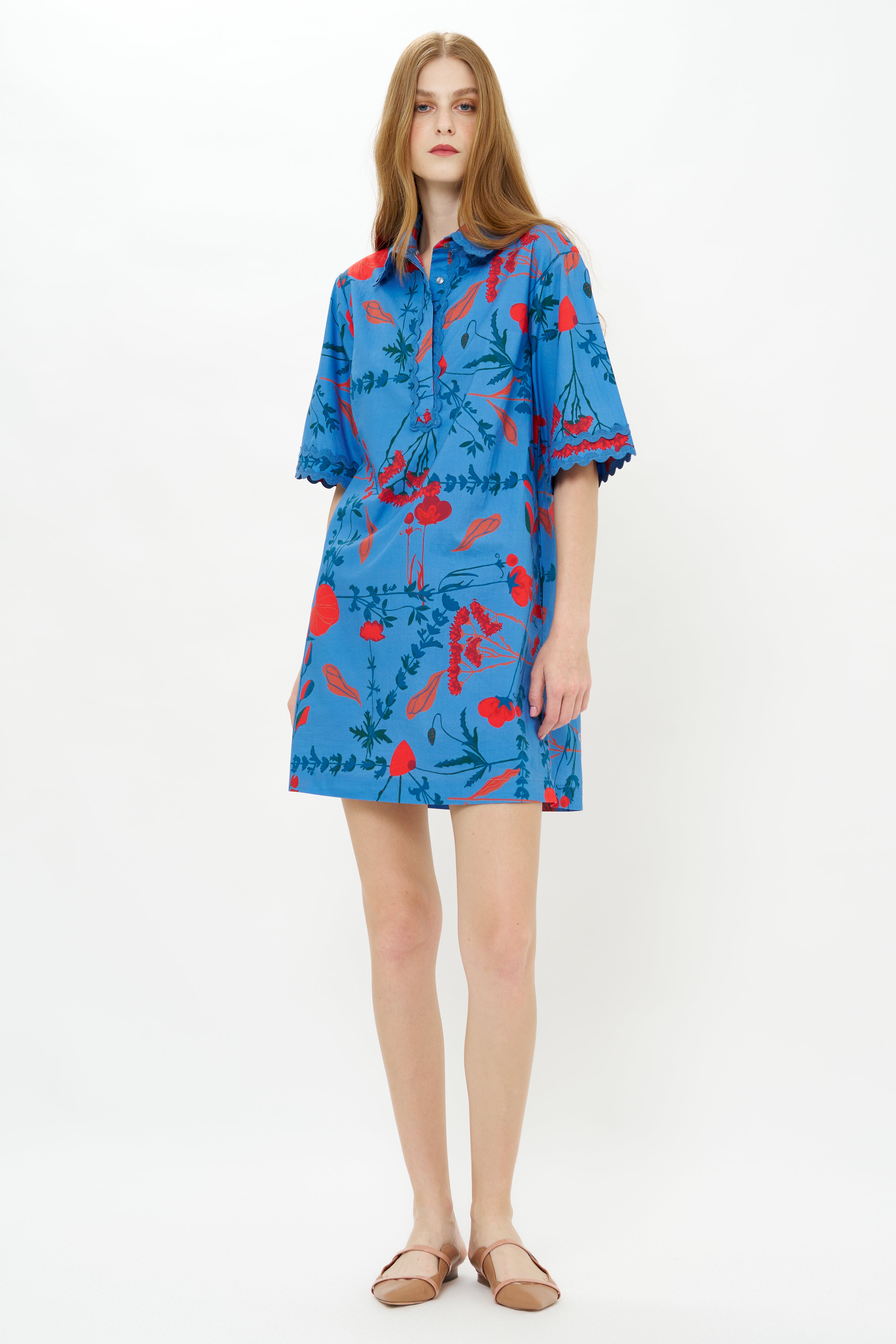 Collared Shirt Dress Mini- Bartram Blue