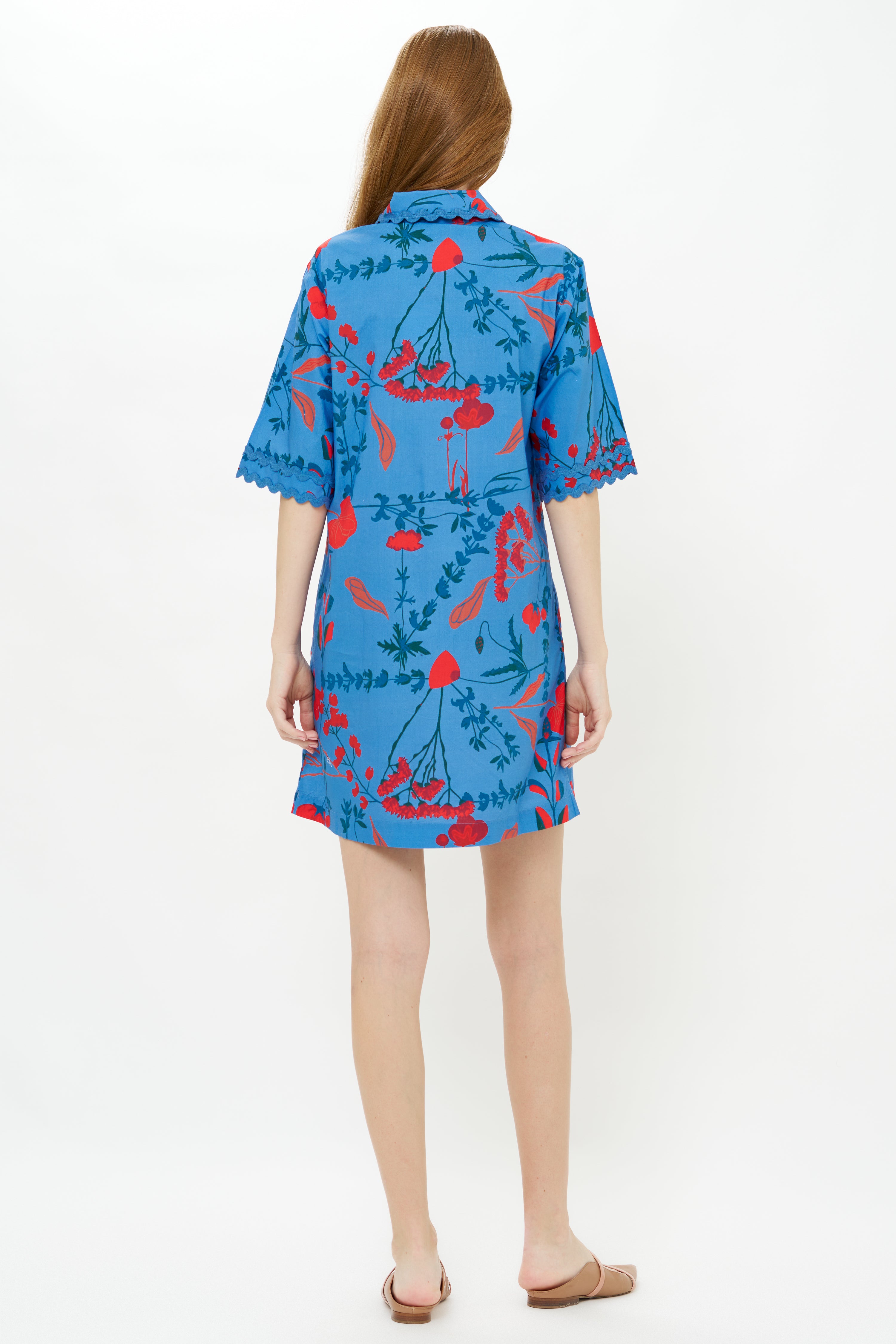 Collared Shirt Dress Mini- Bartram Blue