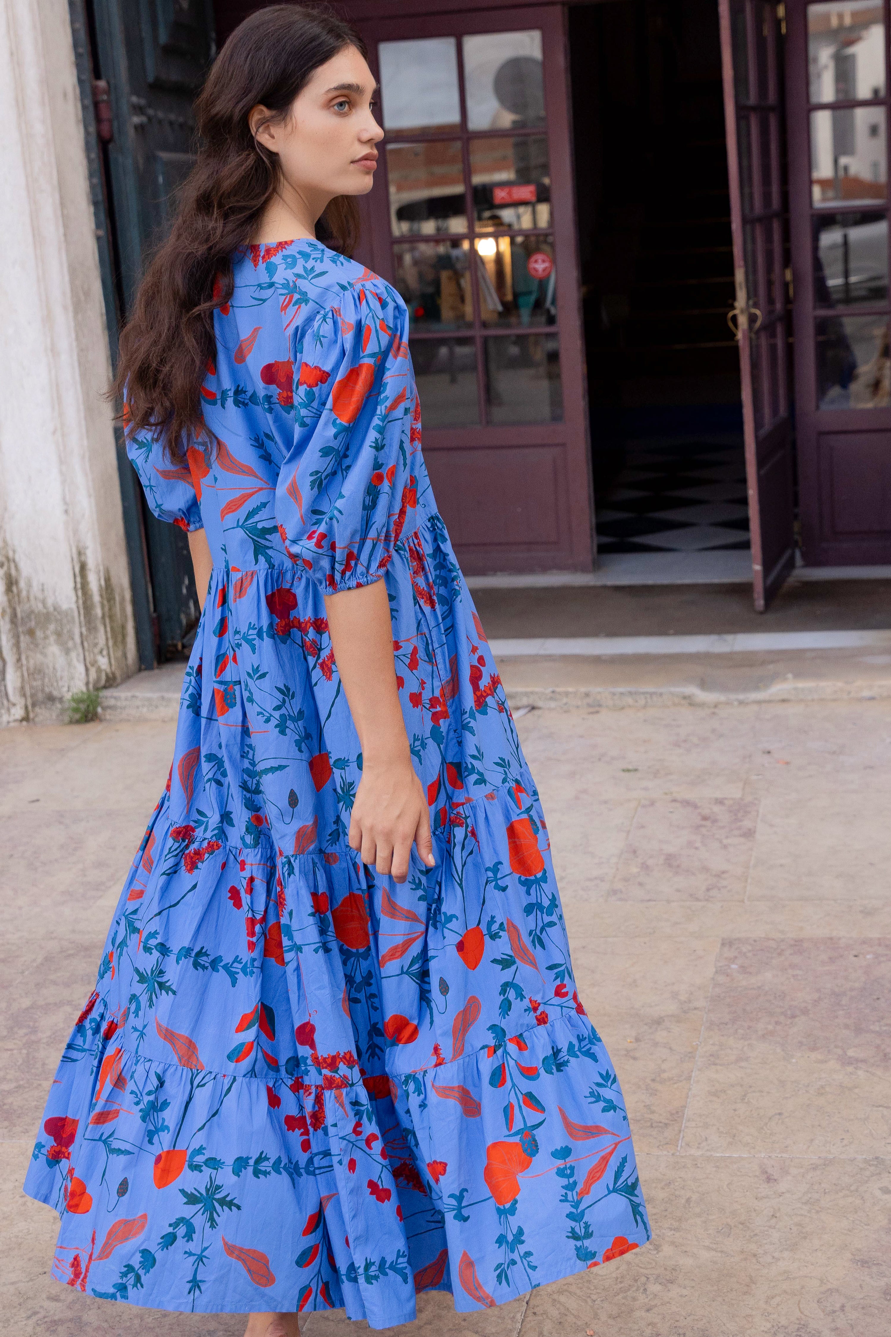 Puff Sleeve Maxi- Bartram Blue