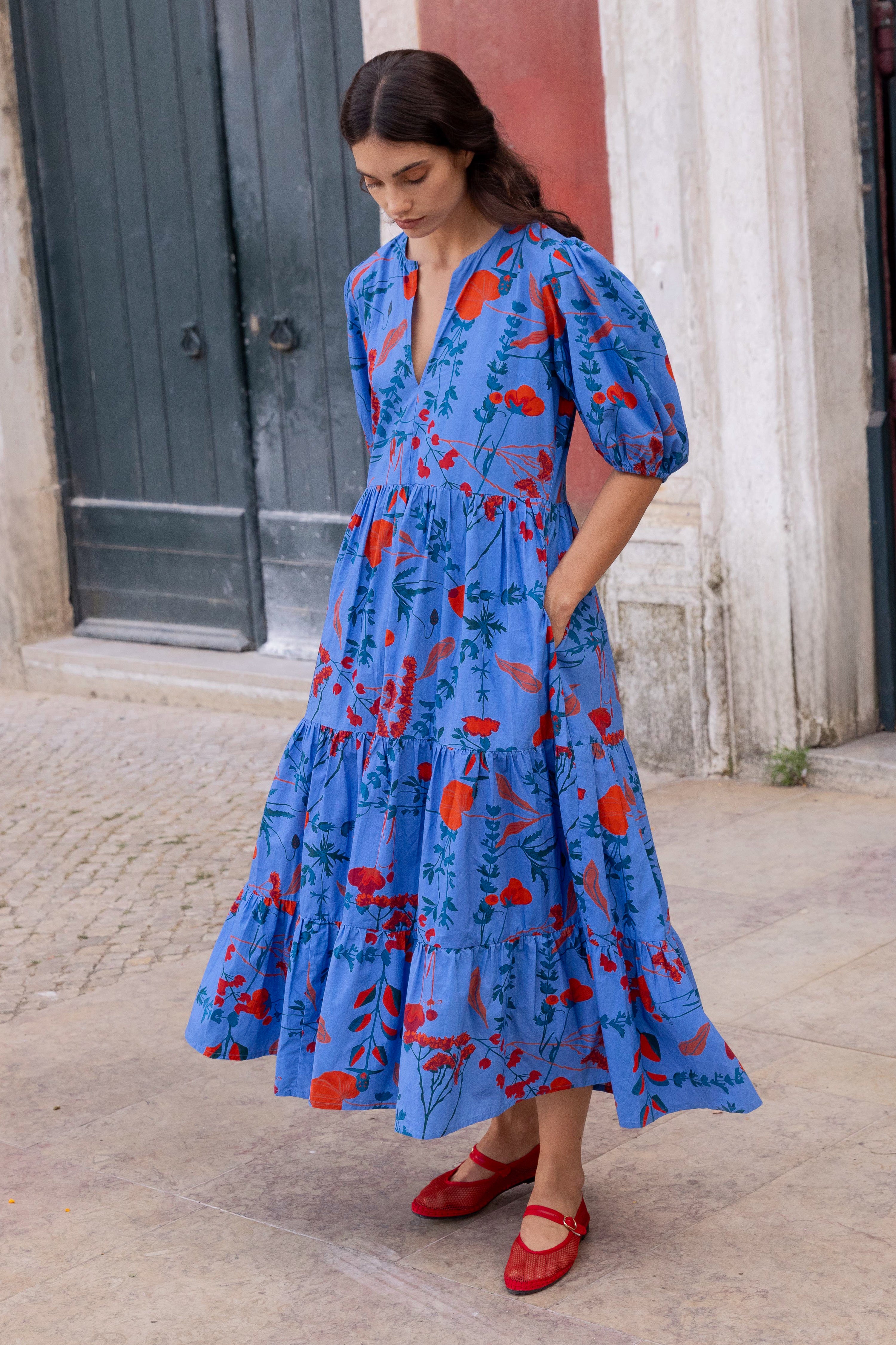 Puff Sleeve Maxi- Bartram Blue