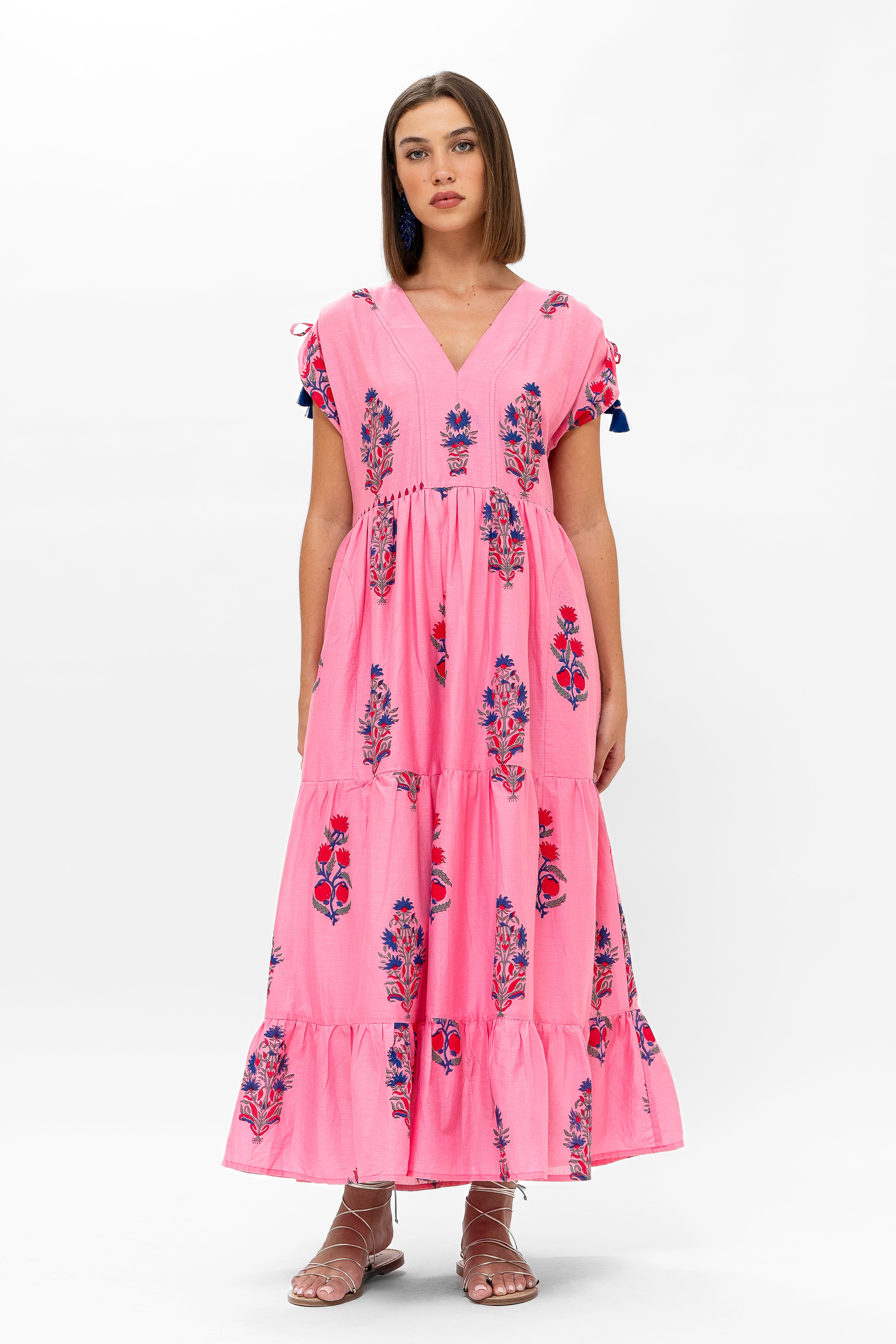Tie Sleeve Maxi- Boca Pink