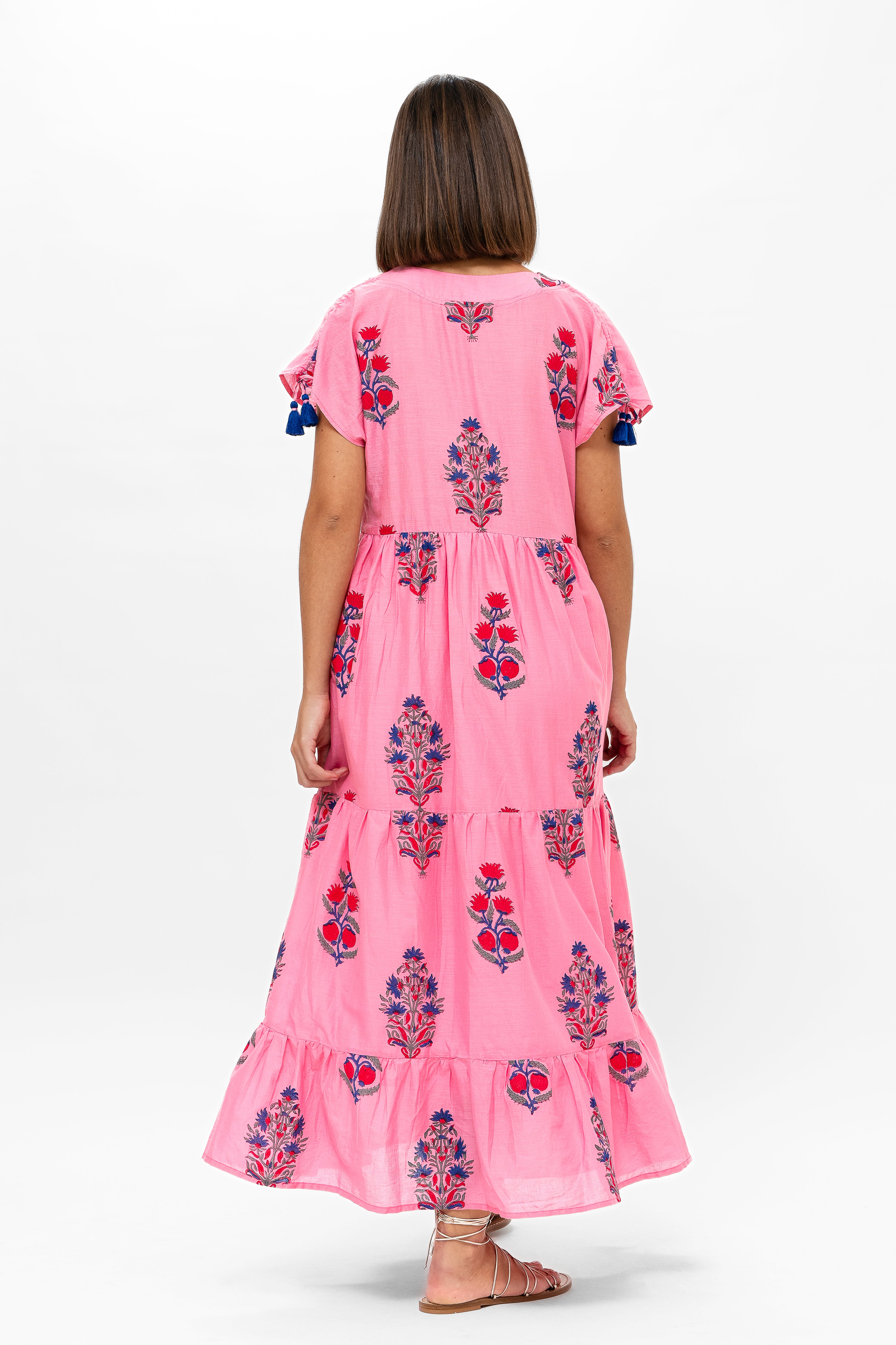 Tie Sleeve Maxi- Boca Pink