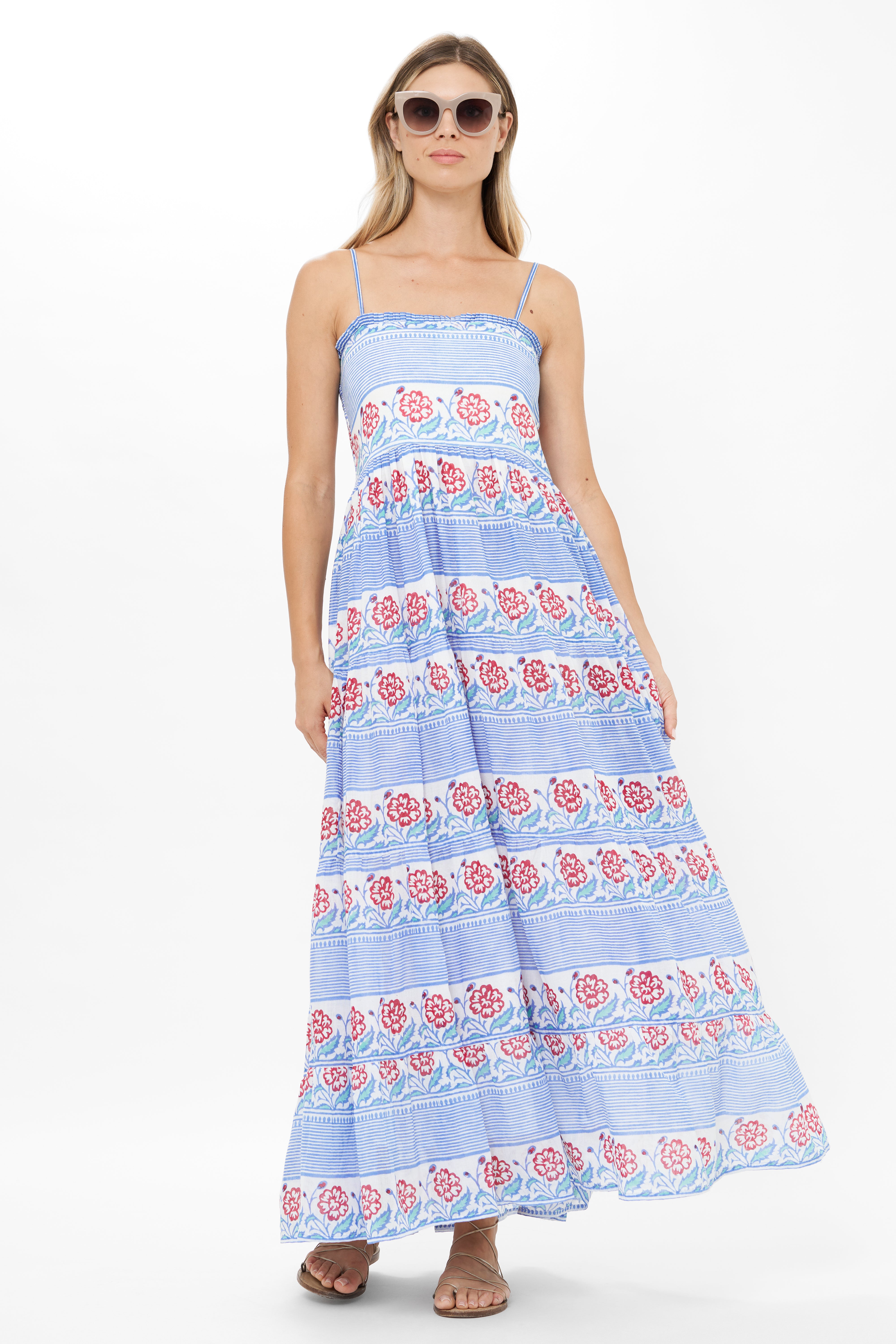 Smocked Back Maxi- Borrego Navy