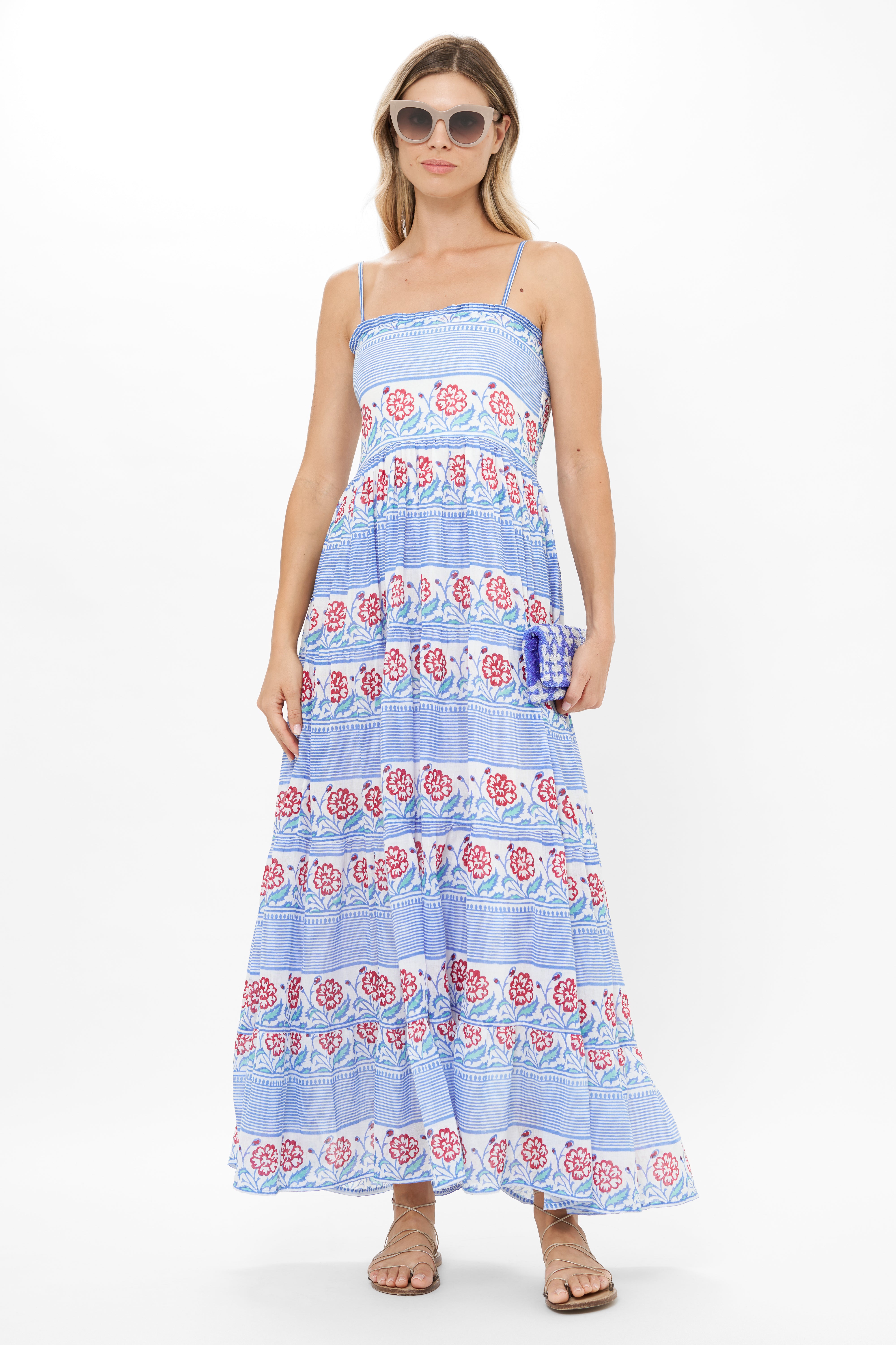 Smocked Back Maxi- Borrego Navy