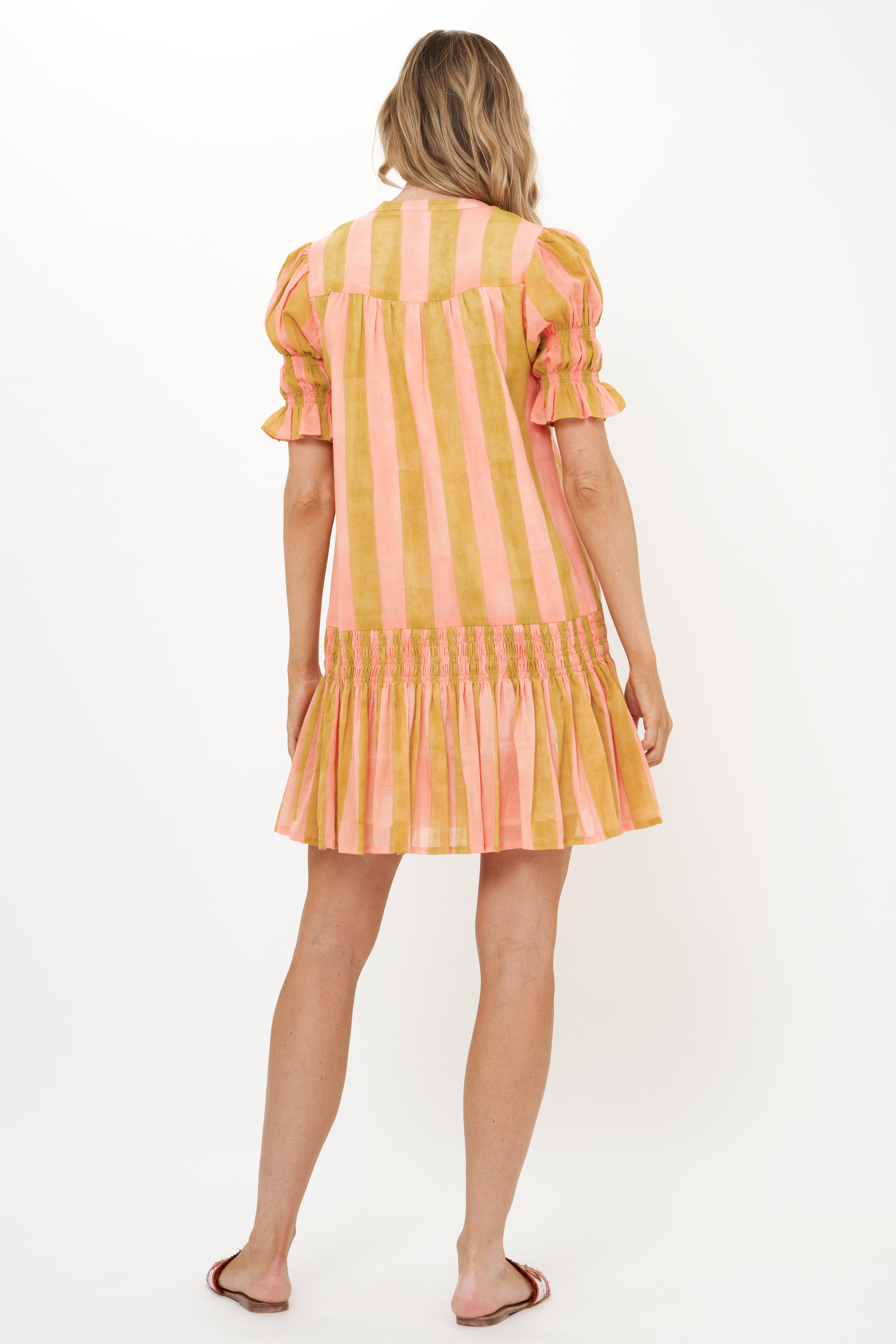 Smocked Drop Mini- Cabana Coral