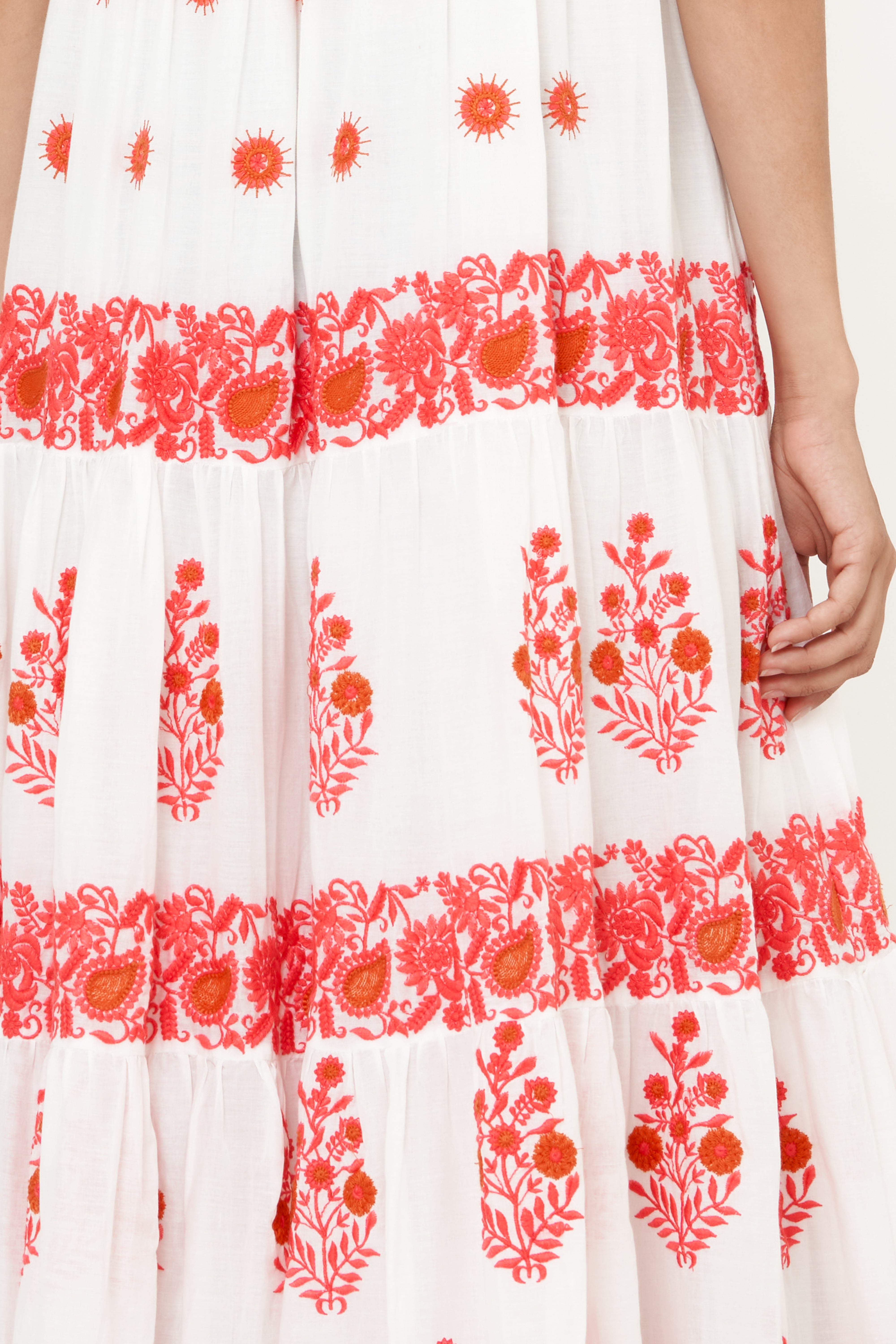 Sleeveless Smocked Maxi- Calistoga Coral