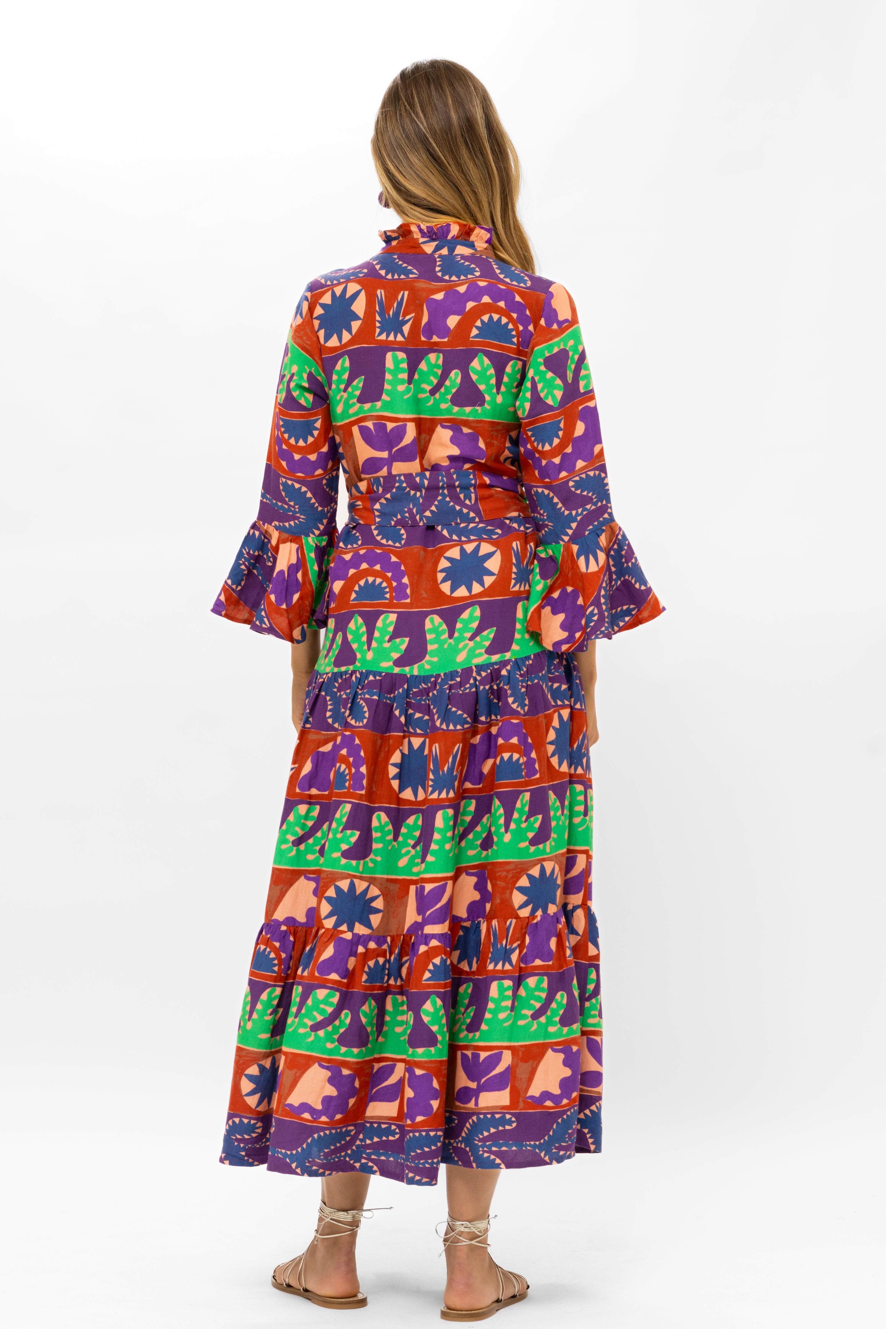 Ruffle Collar Bell Maxi- Canyon Purple