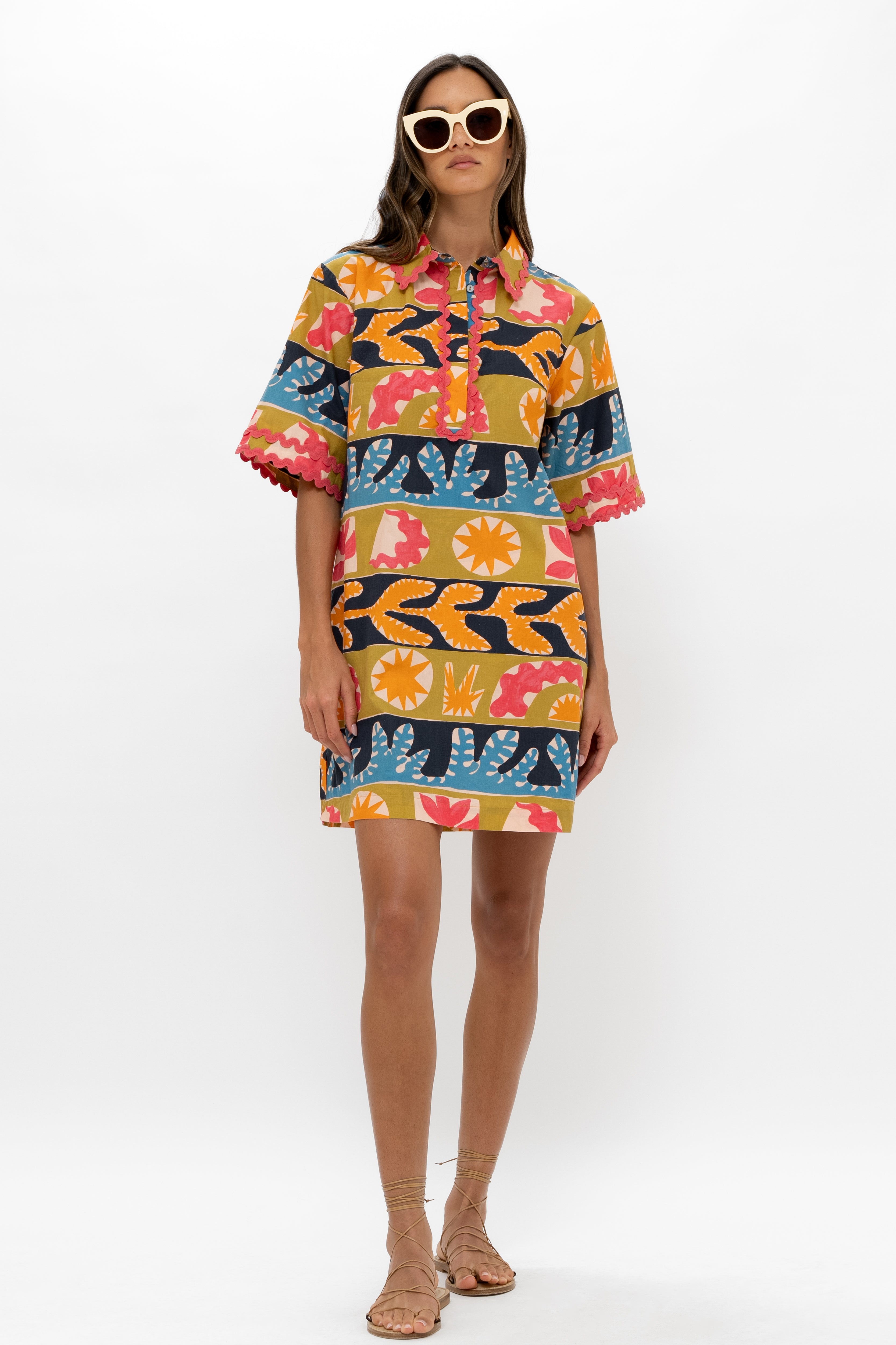 Collared Shirt Dress Mini- Canyon Red