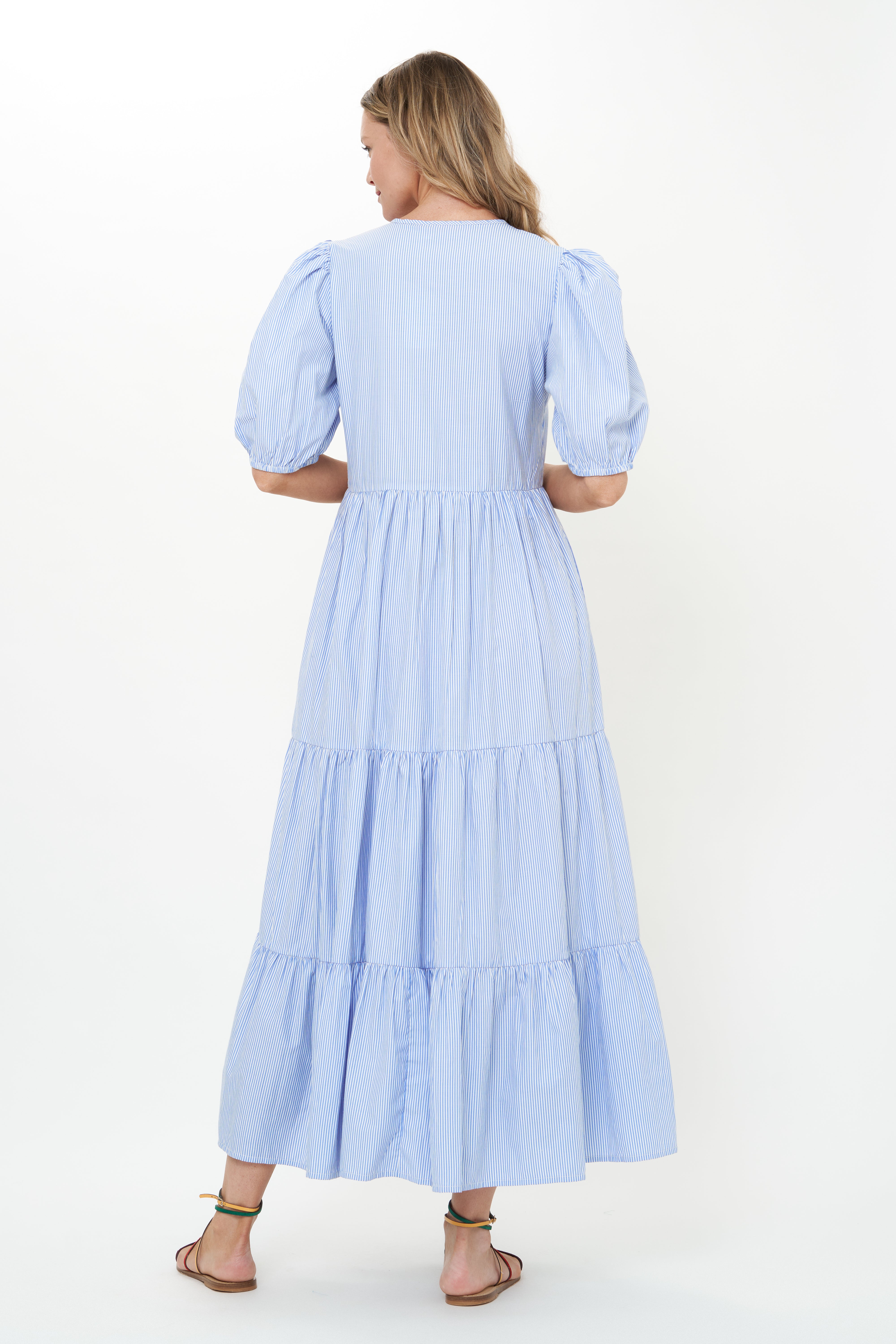 Puff Sleeve Maxi- Chatham Blue