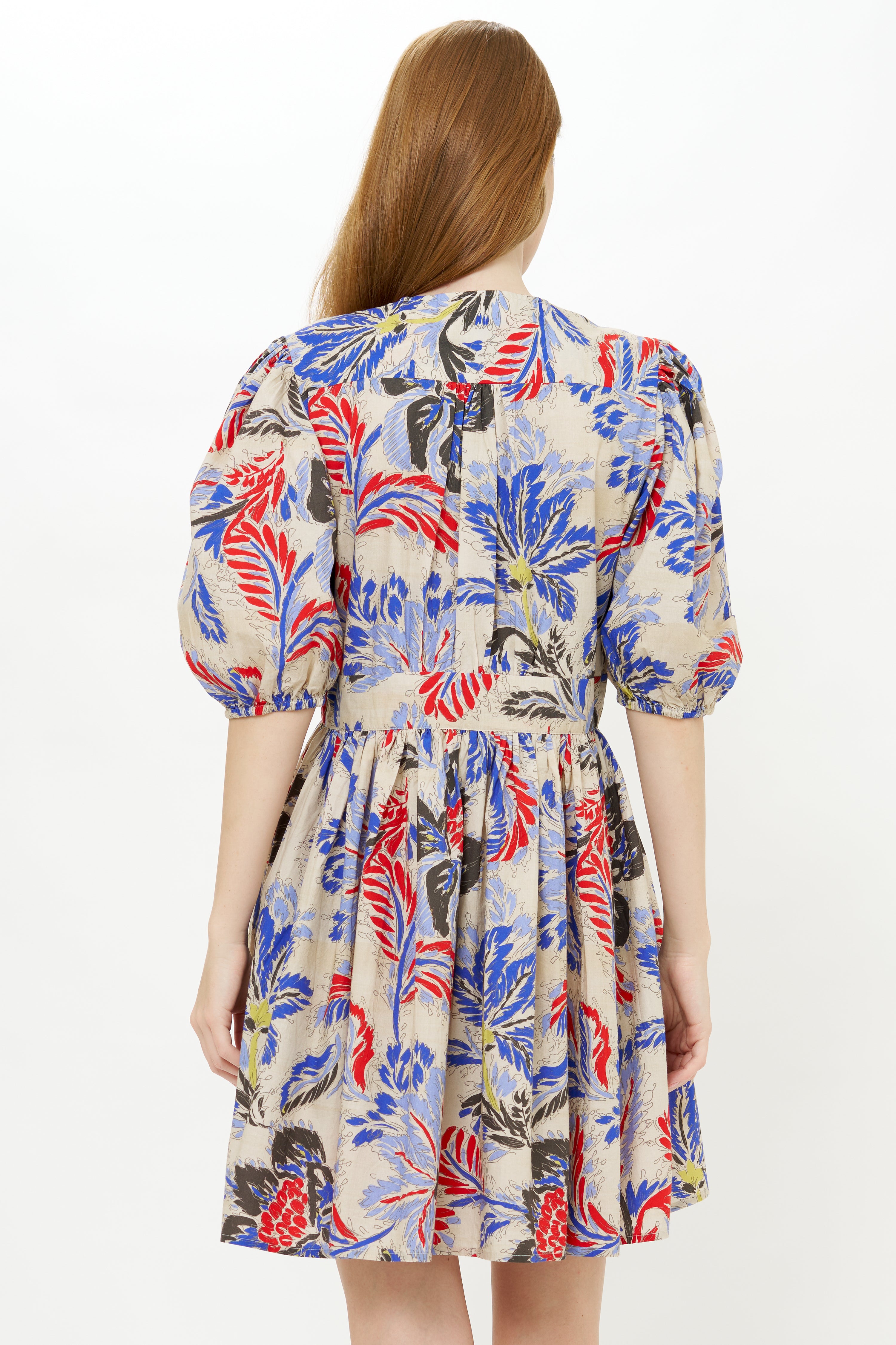 V-Neck Puff Mini- Chennai Cobalt