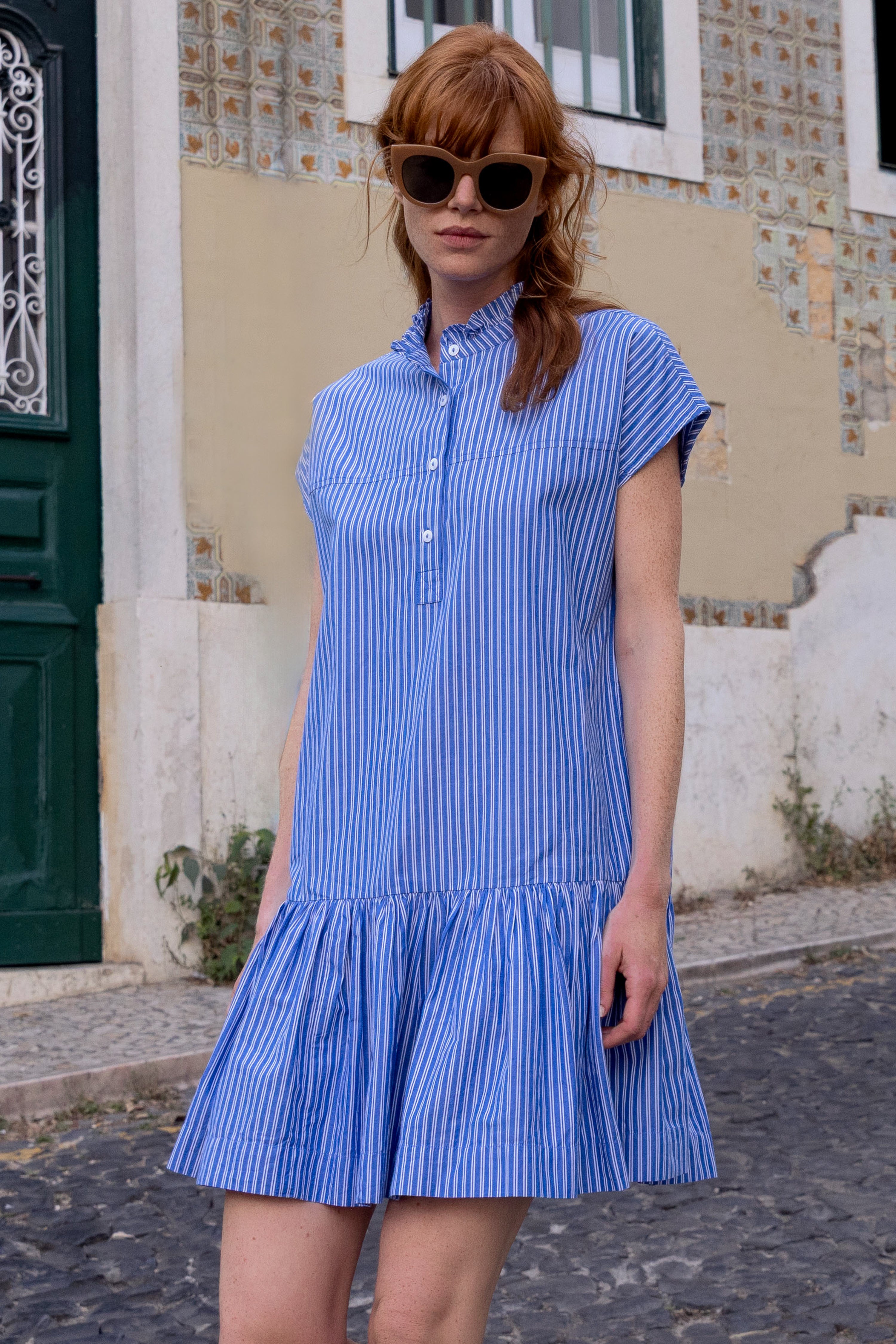 Cap Sleeve Mini- Devon Blue
