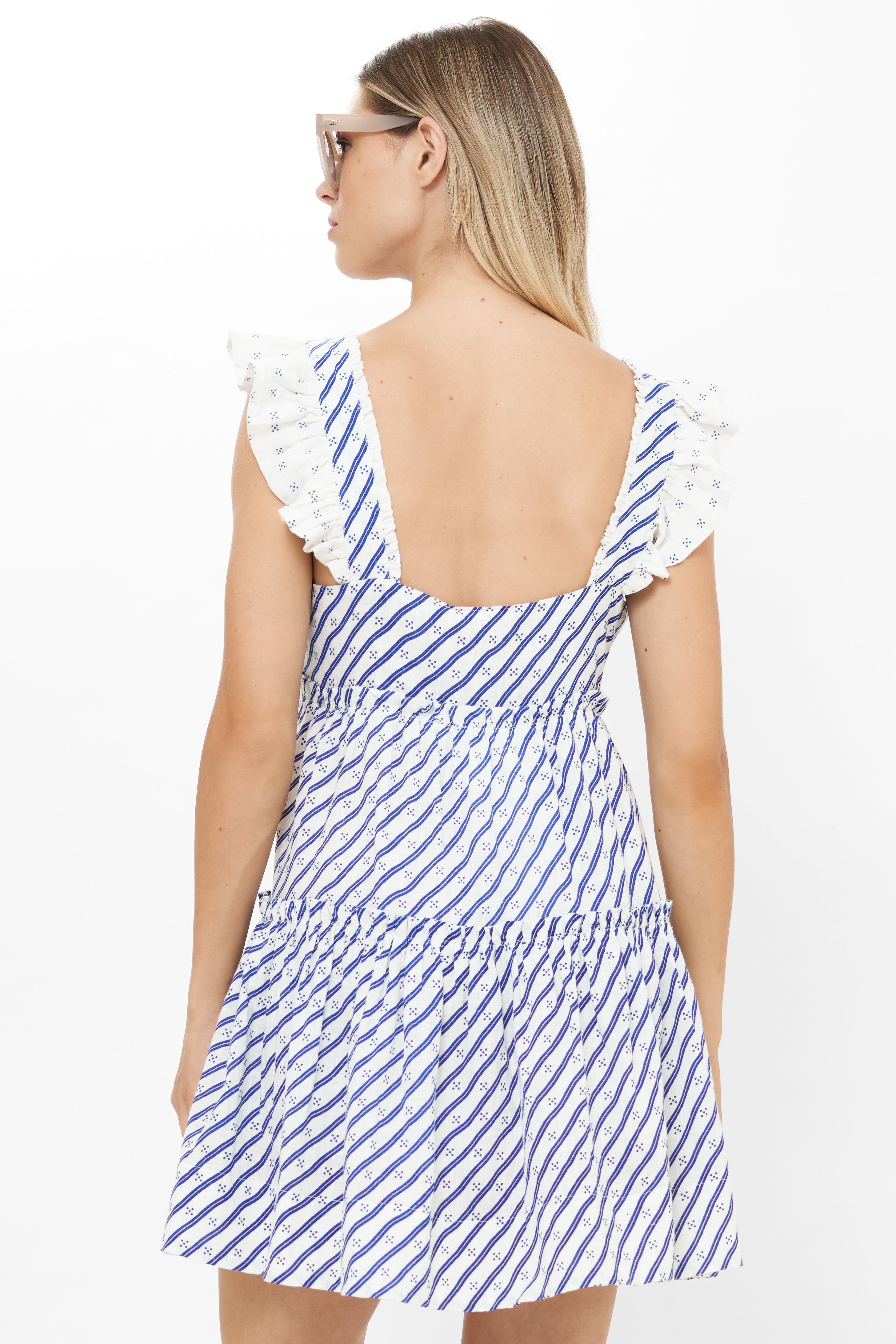 Smocked Square Neck Mini- Dipsy Navy