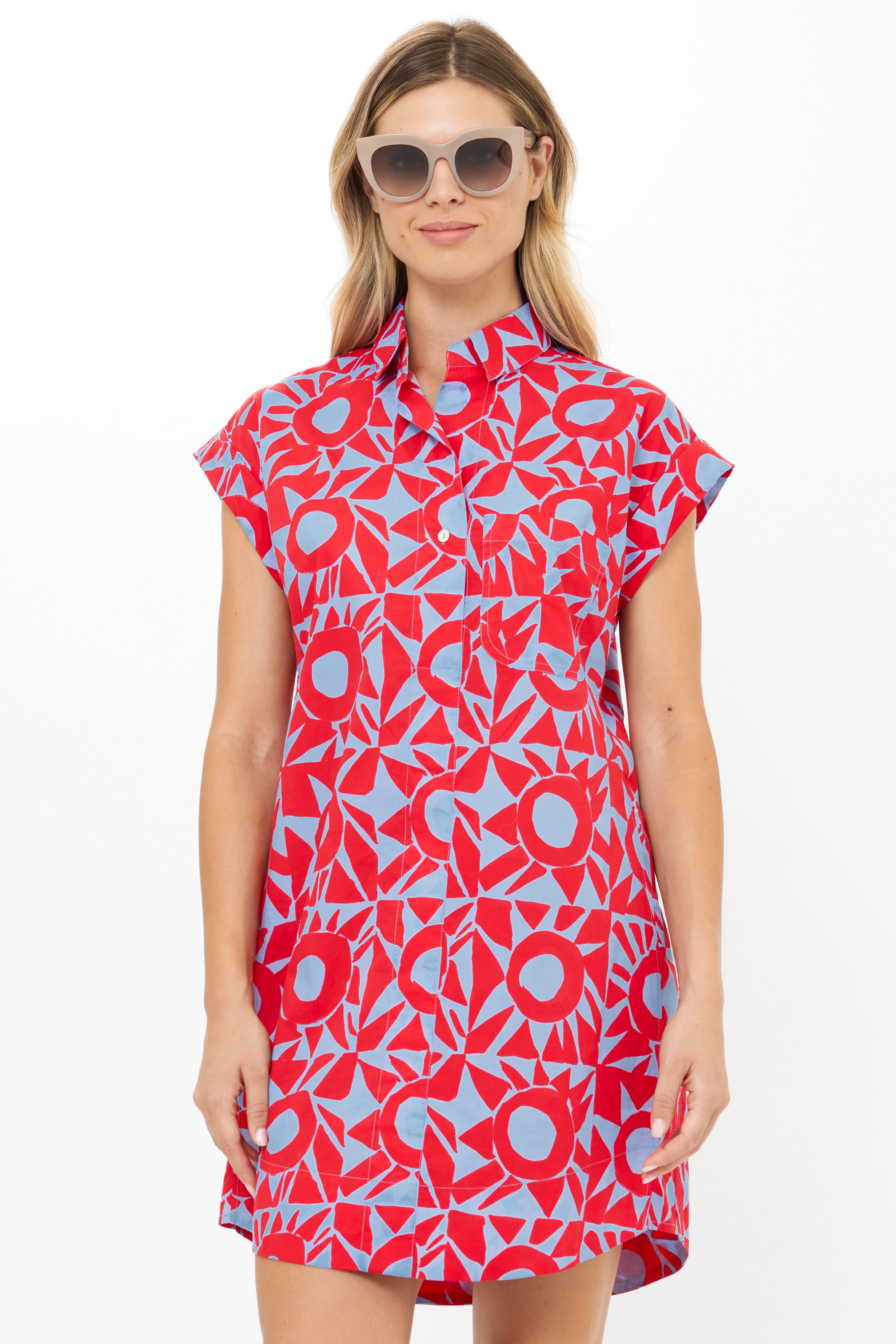 Shirt Dress Mini- Eclipse Red