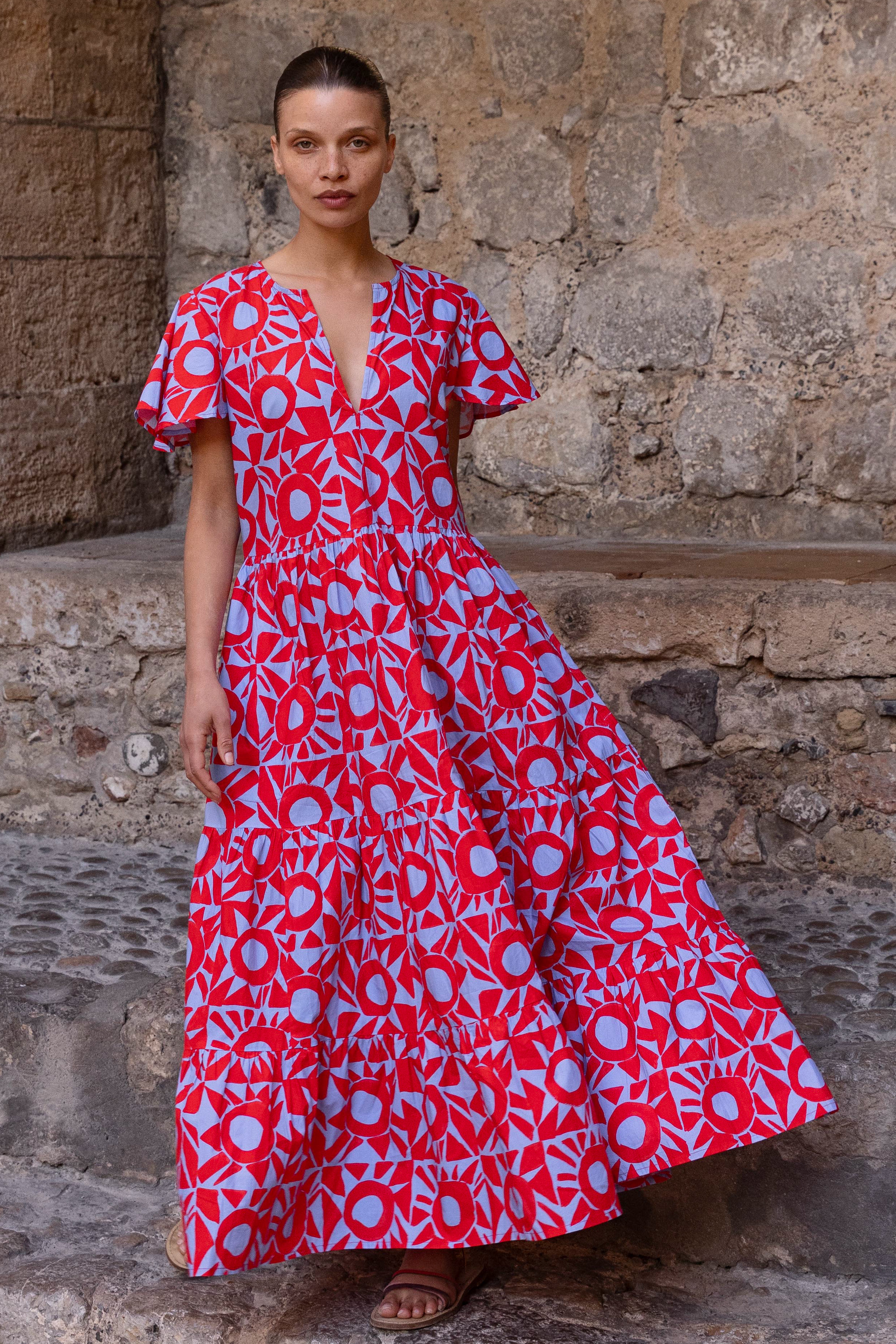 V-Neck Maxi- Eclipse Red