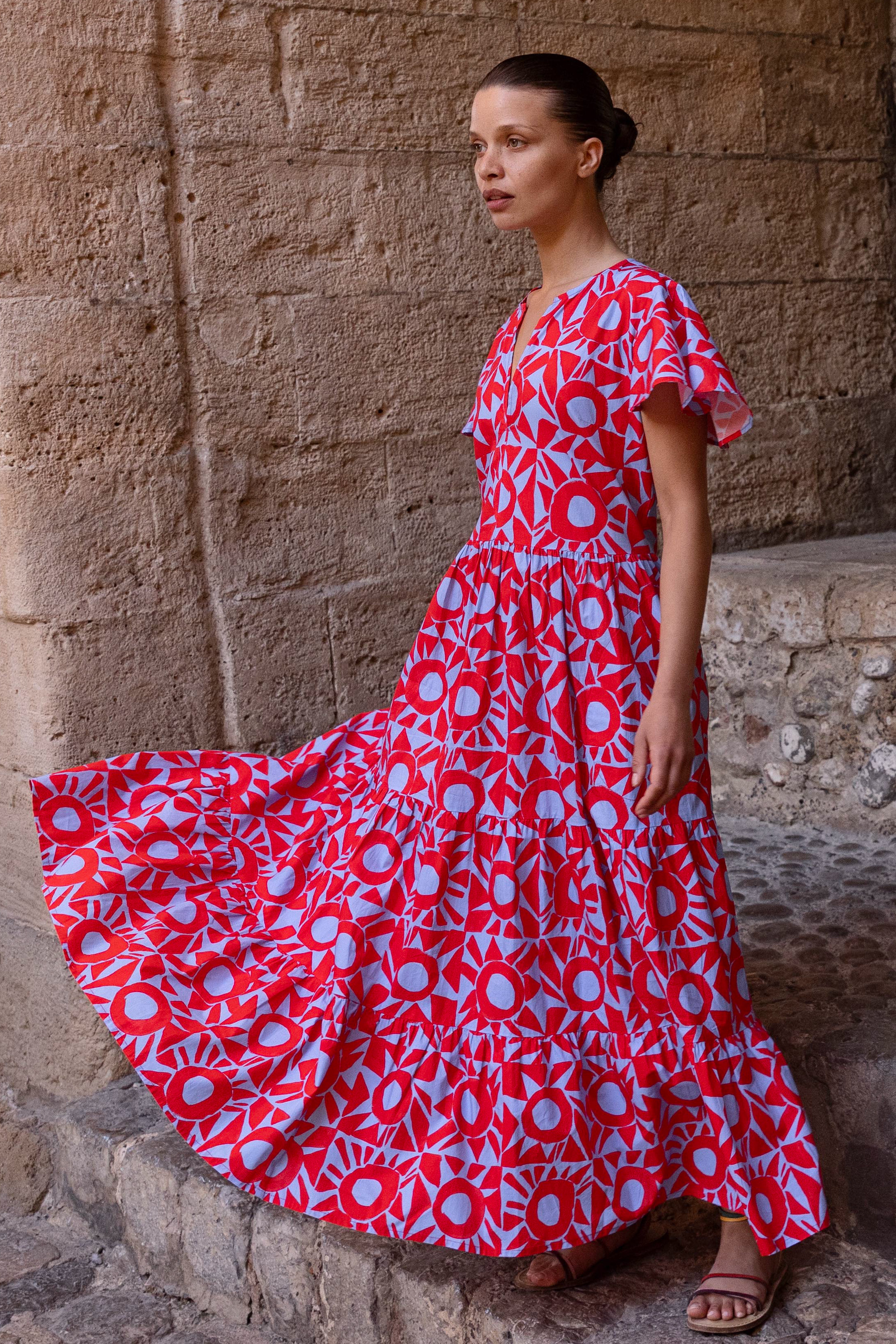 V-Neck Maxi- Eclipse Red