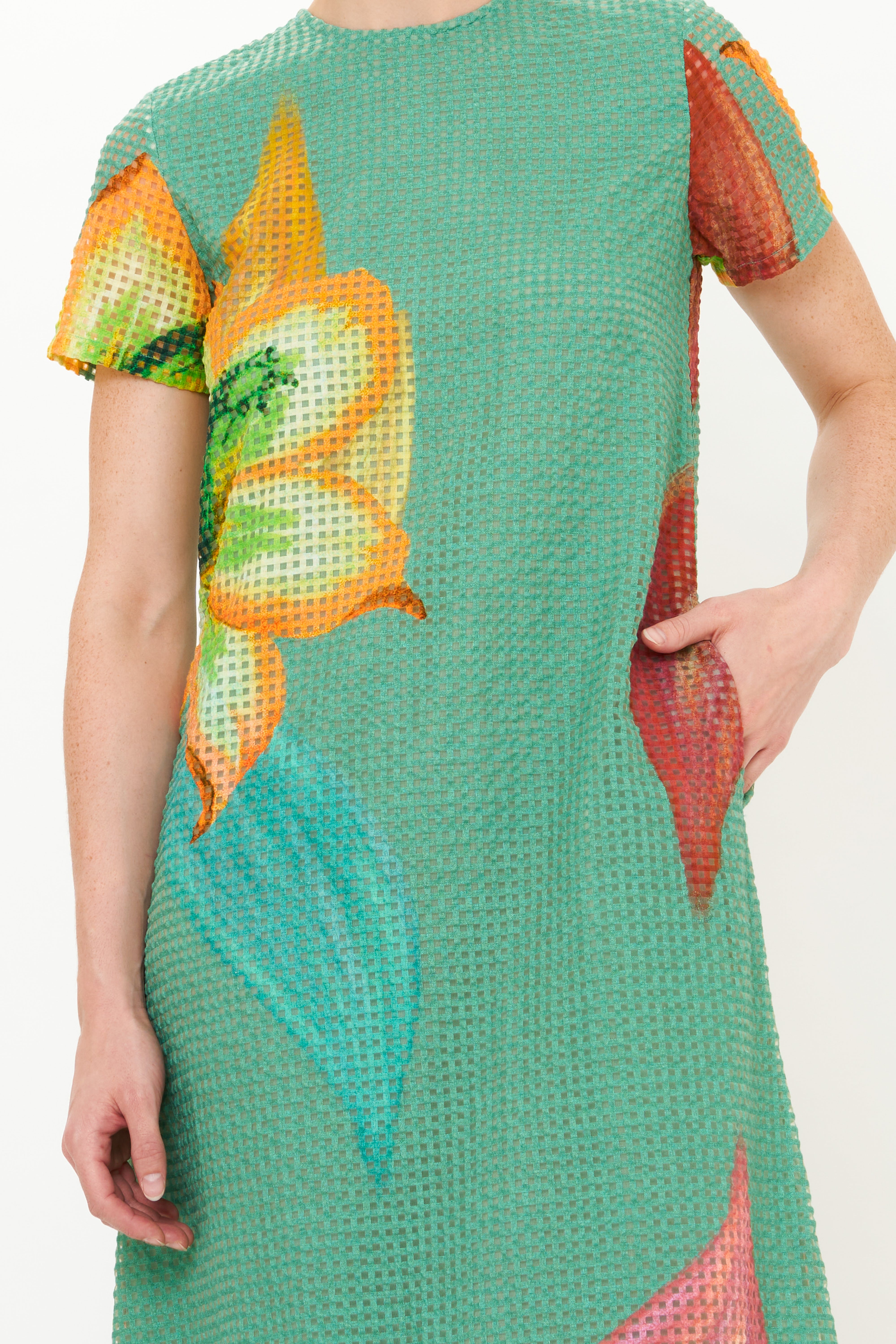 Short Sleeve Shift Maxi- Hibiscus Sage