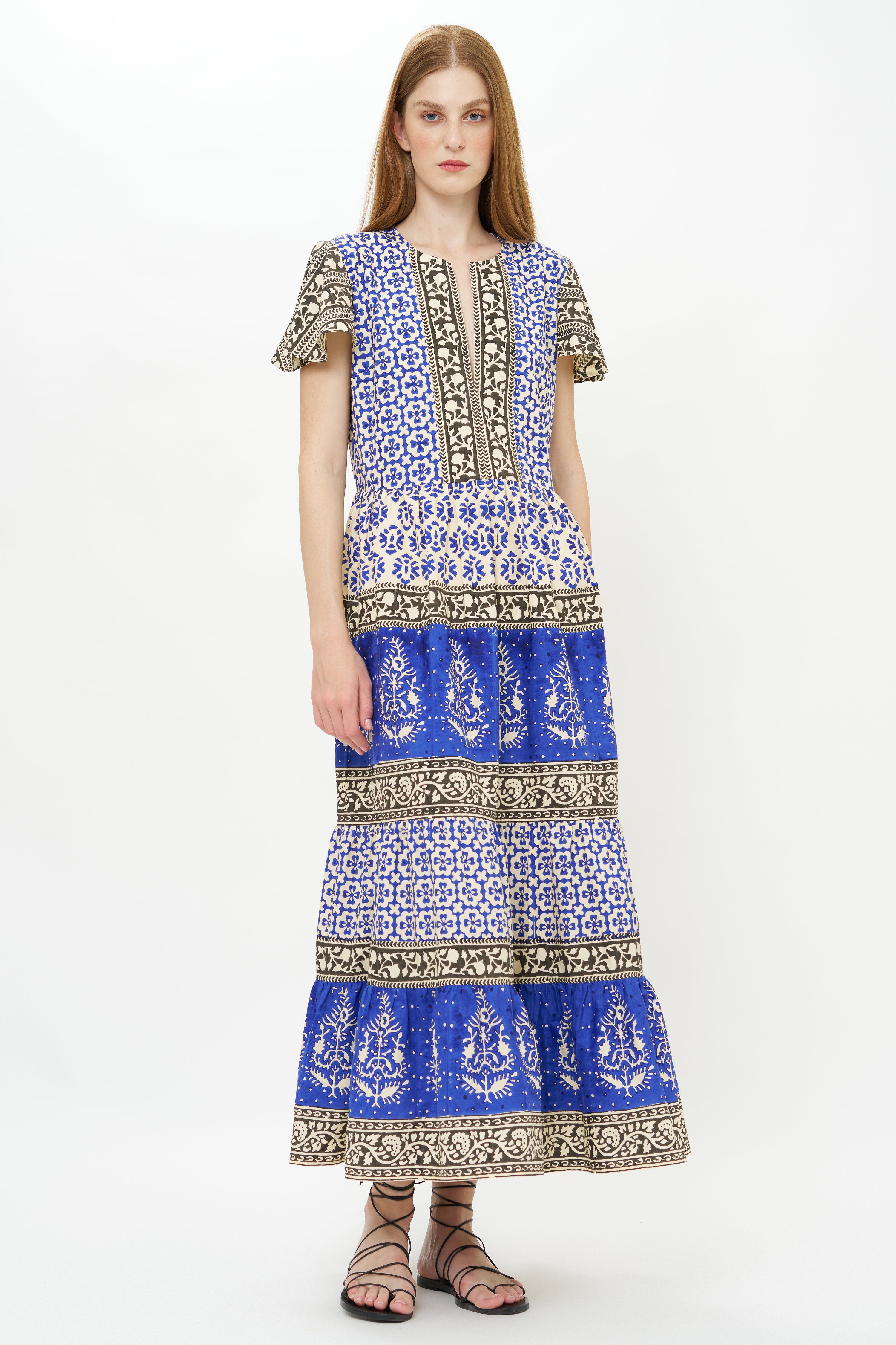 V-Neck Maxi- Jaisalmer Cobalt