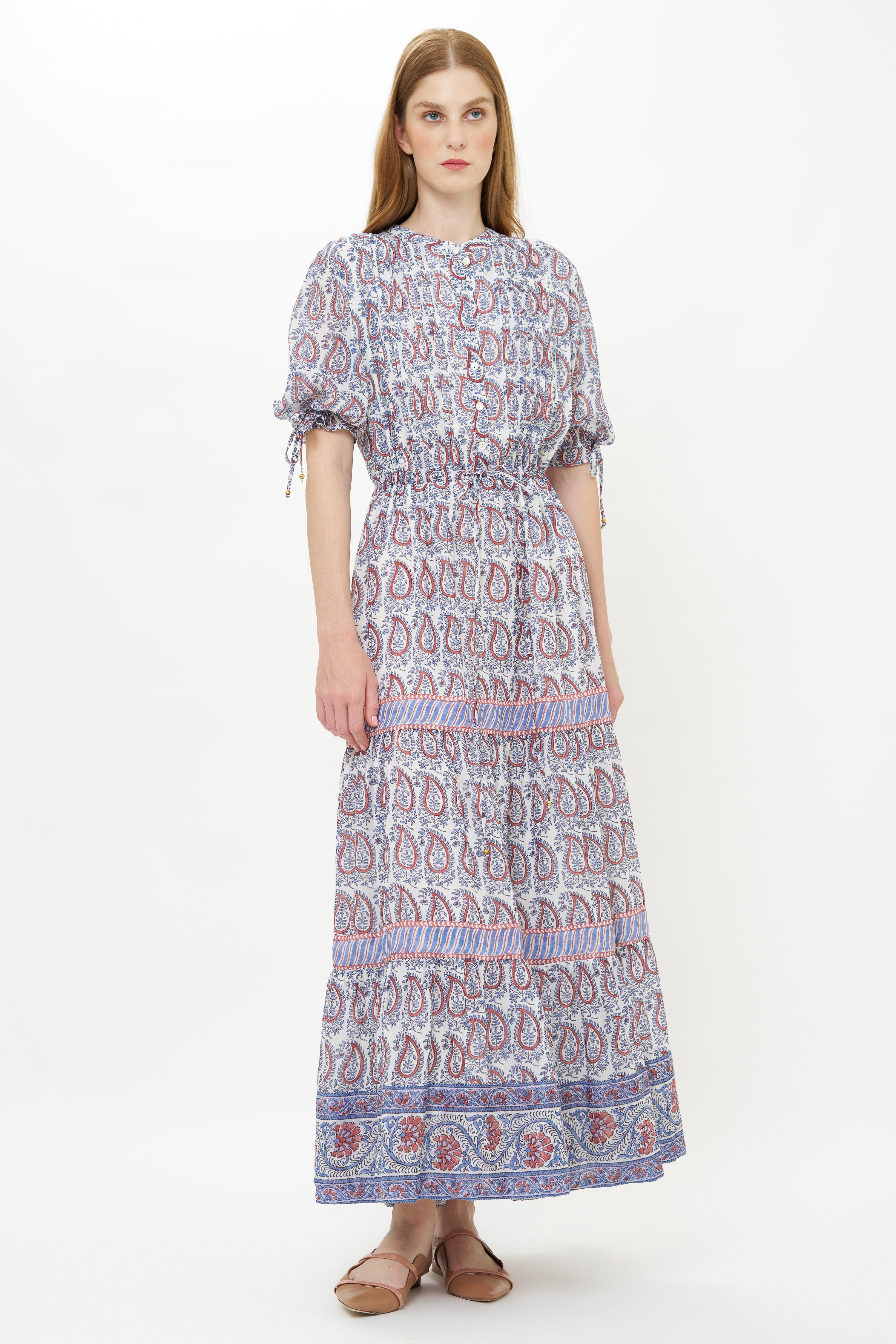Cinched Pintuck Maxi- Kochi Blue