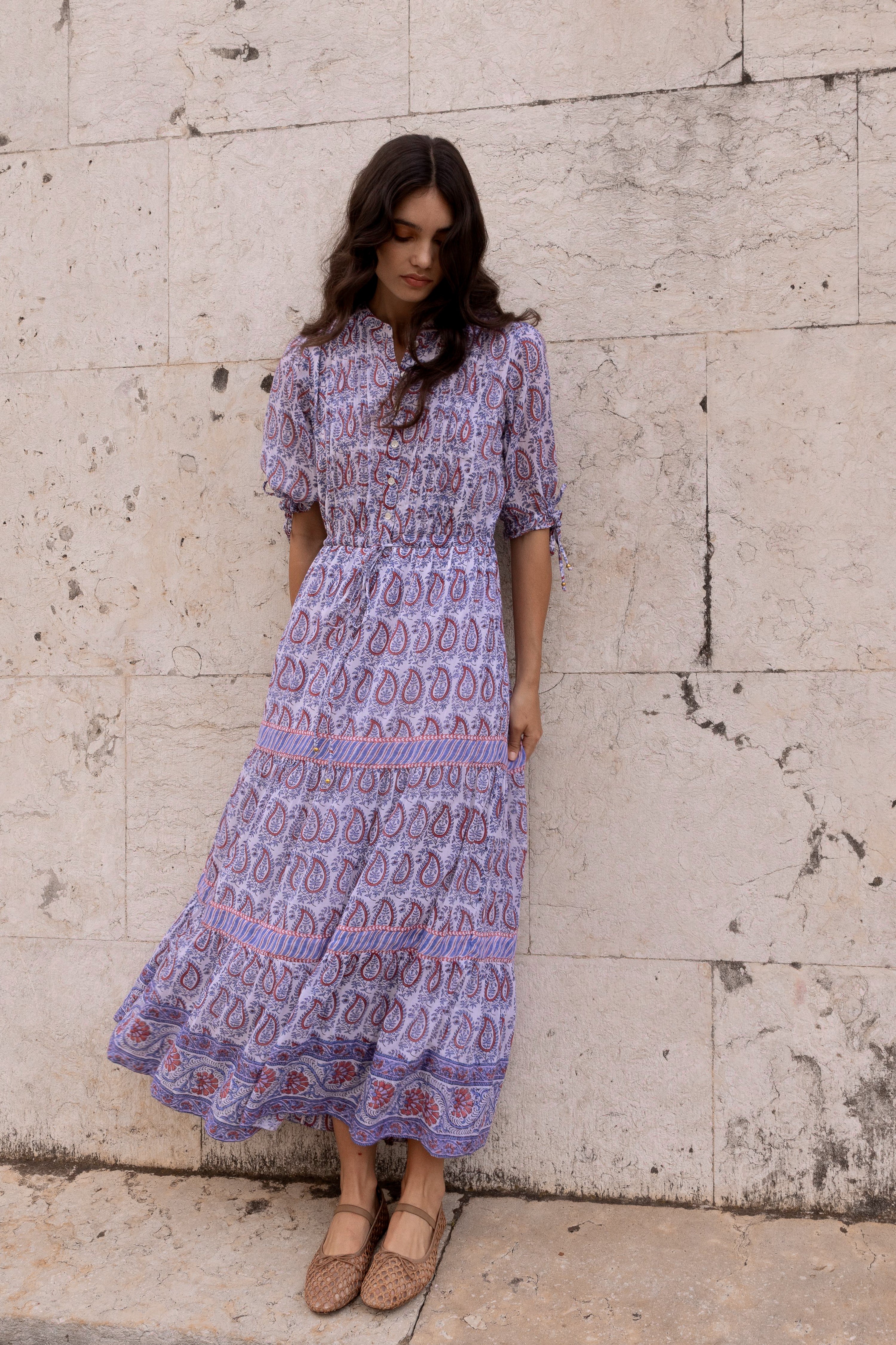Cinched Pintuck Maxi- Kochi Blue