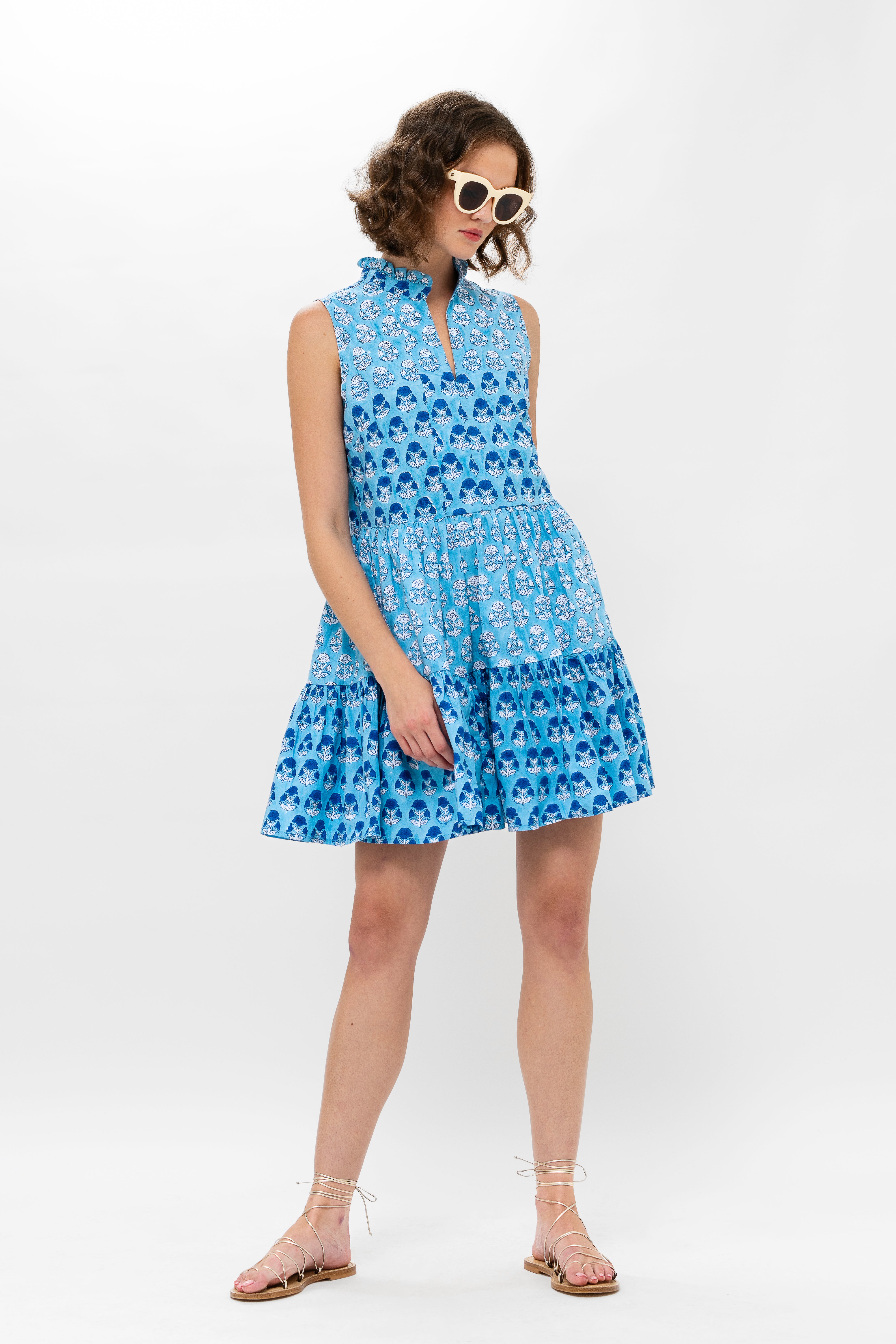 Yoke Dress- Laguna Blue