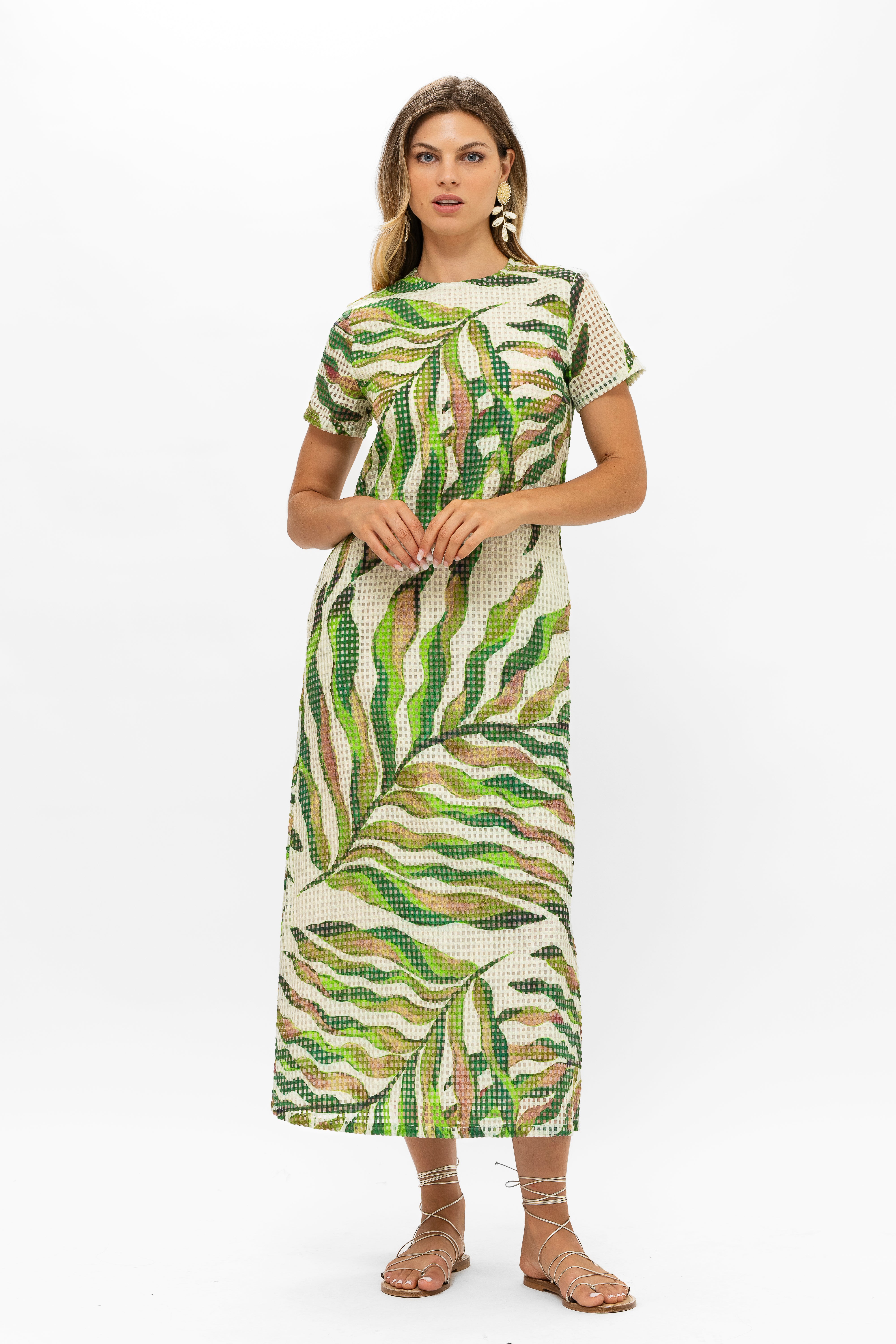 Short Sleeve Shift Maxi- Maldive Green