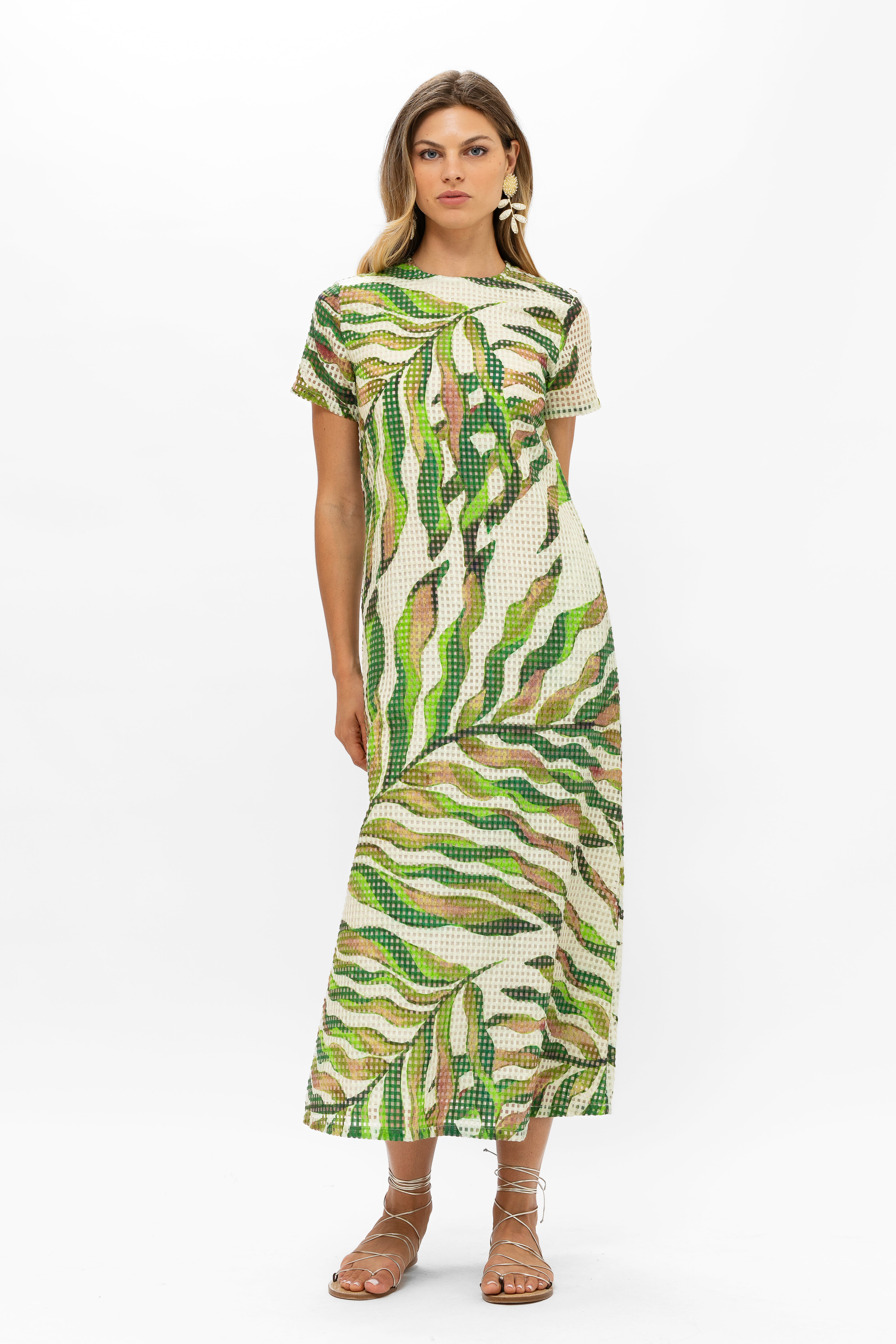 Short Sleeve Shift Maxi- Maldive Green