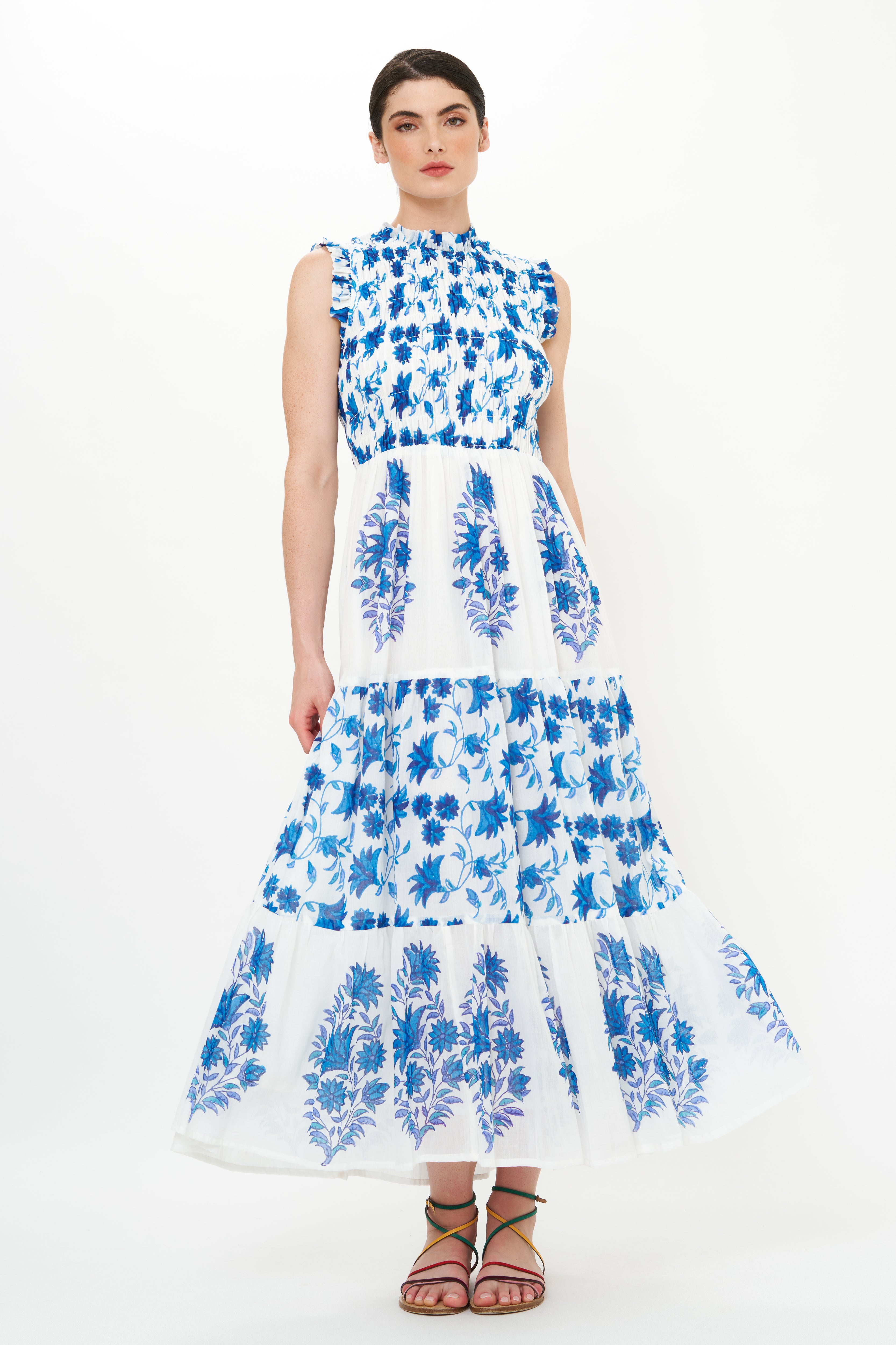 Sleeveless Smocked Maxi- Marion Blue