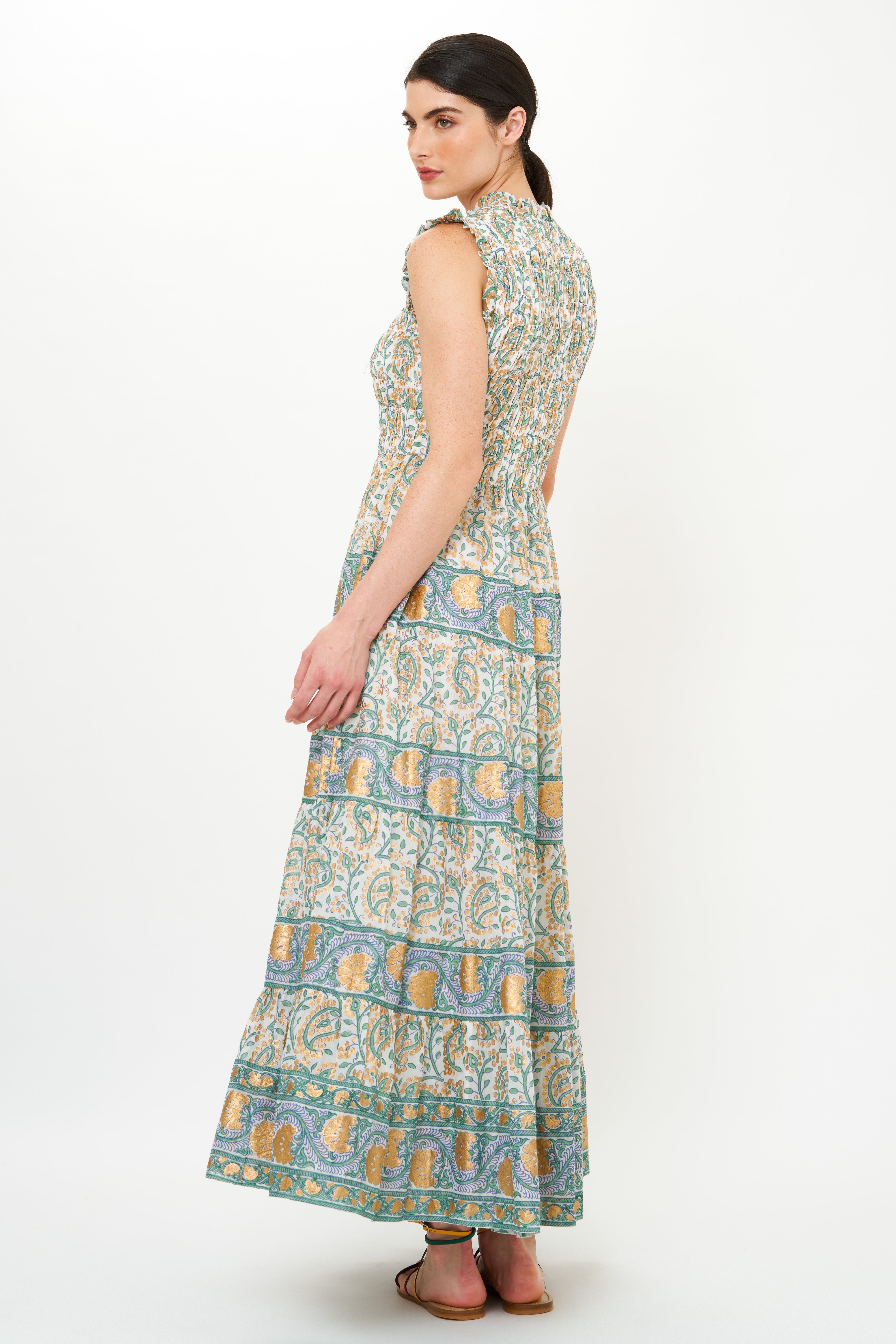 Sleeveless Smocked Maxi- Marseille Green