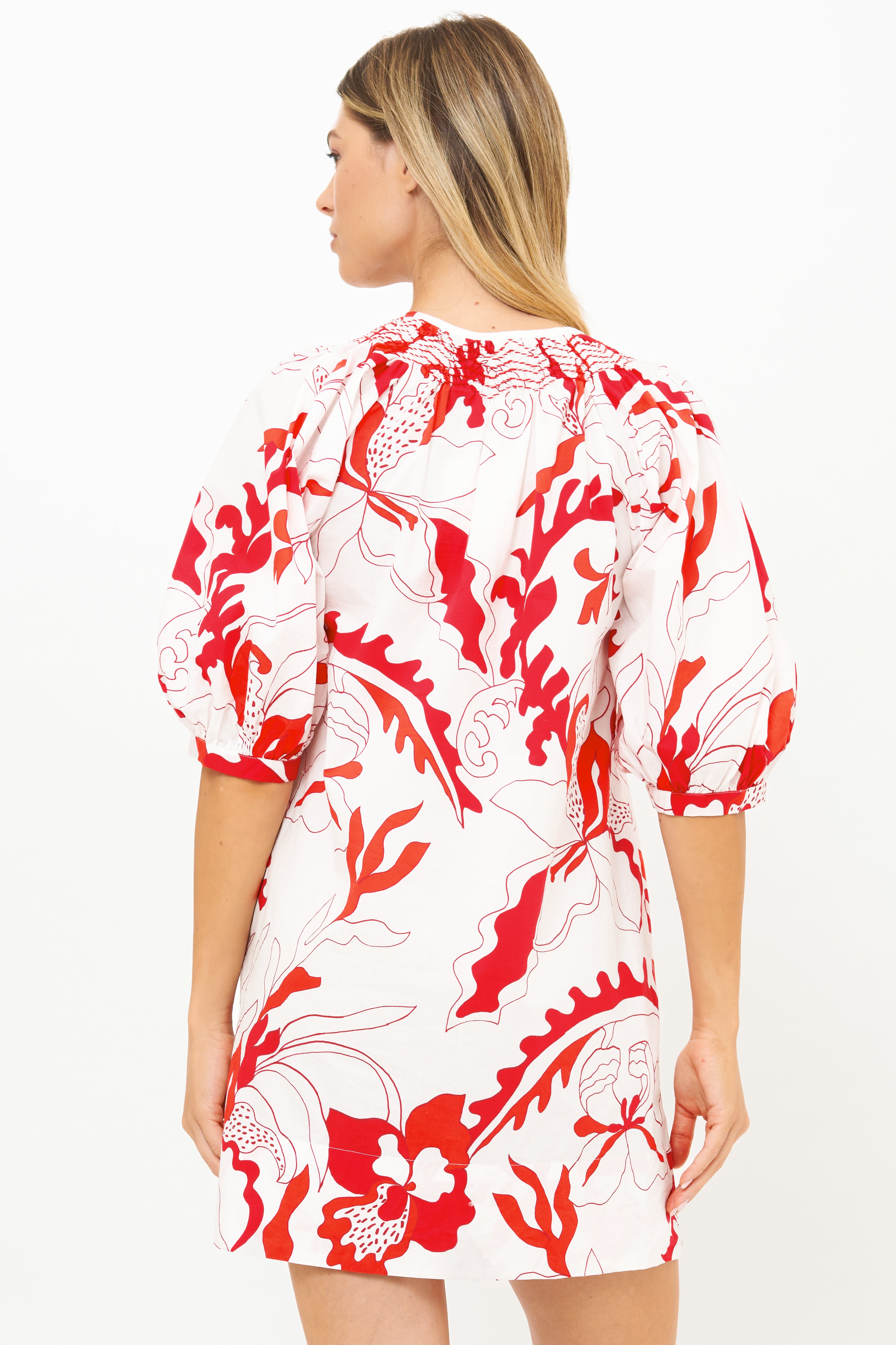 Embroidered Button Mini- Orchid Red