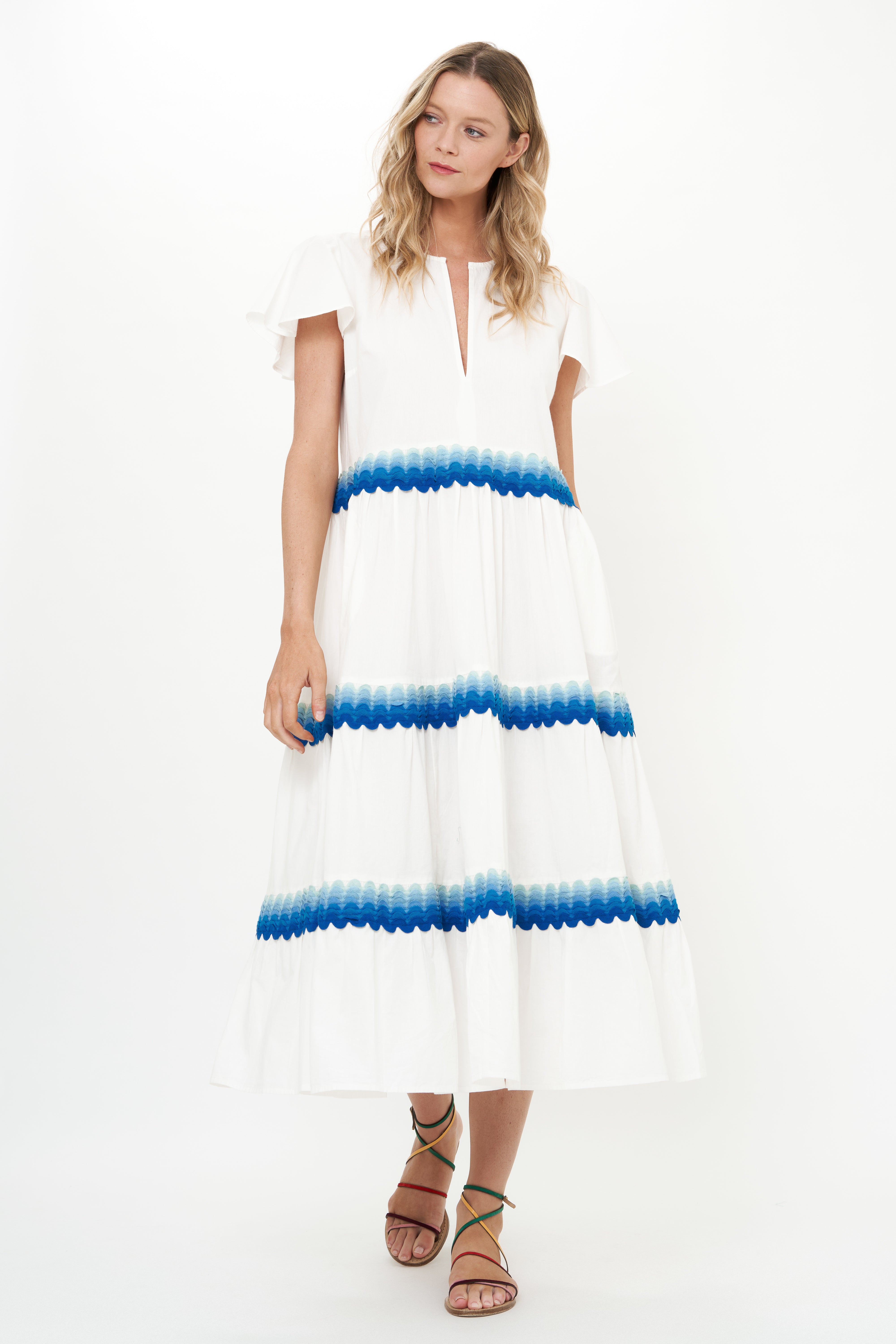 V-Neck Maxi- Pacifica Blue