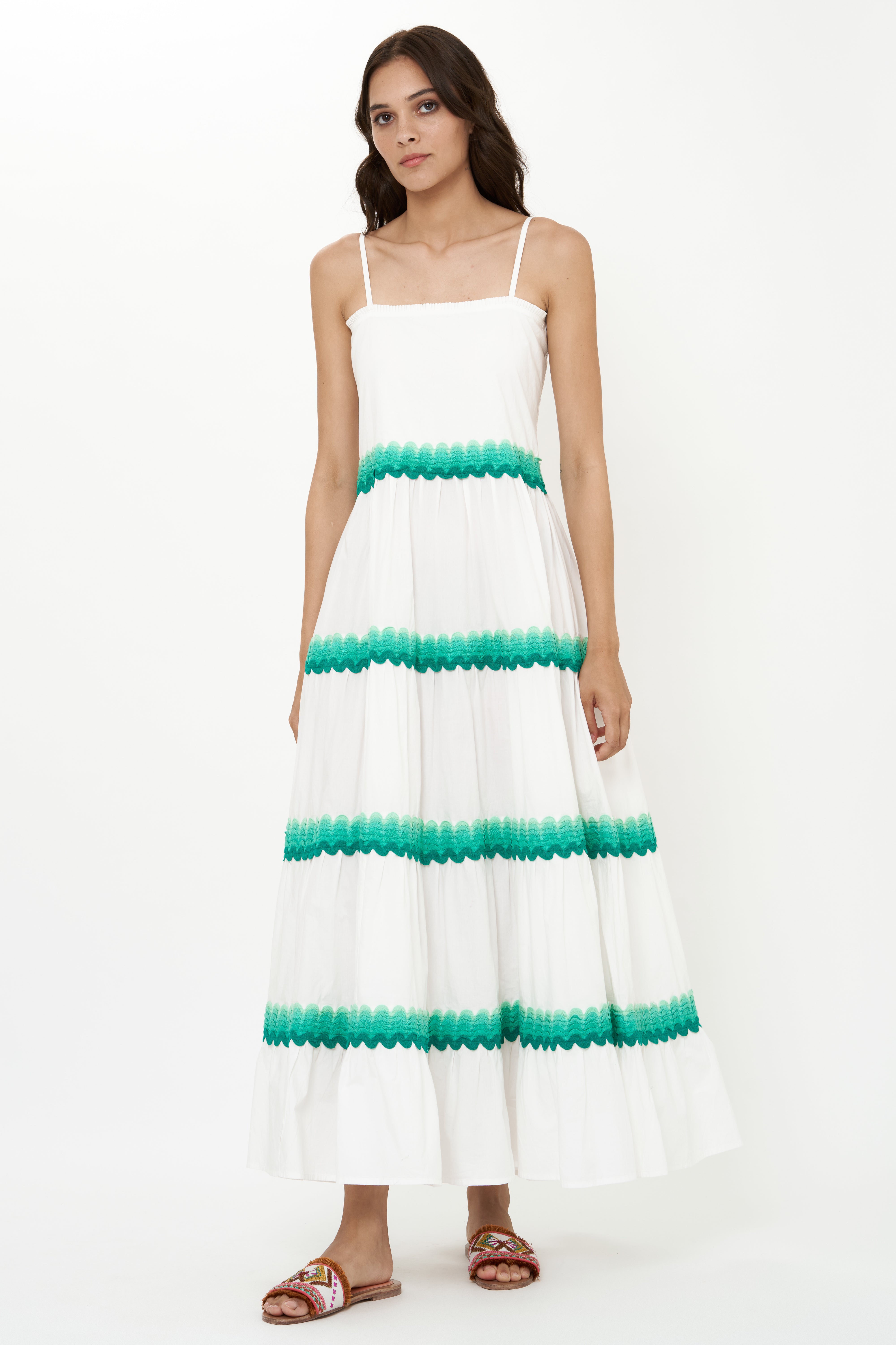 Smocked Back Maxi- Pacifica Aqua