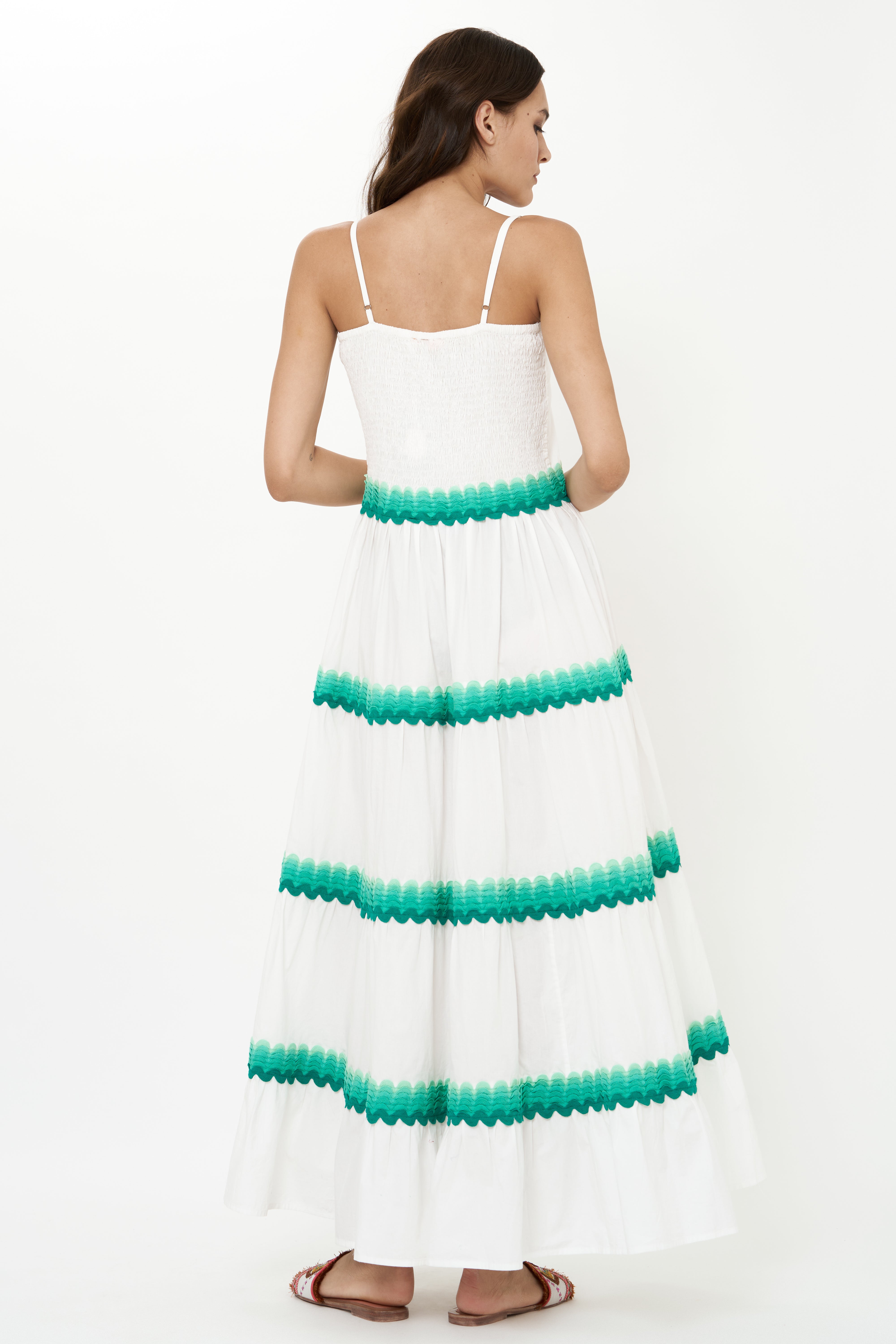 Smocked Back Maxi- Pacifica Aqua