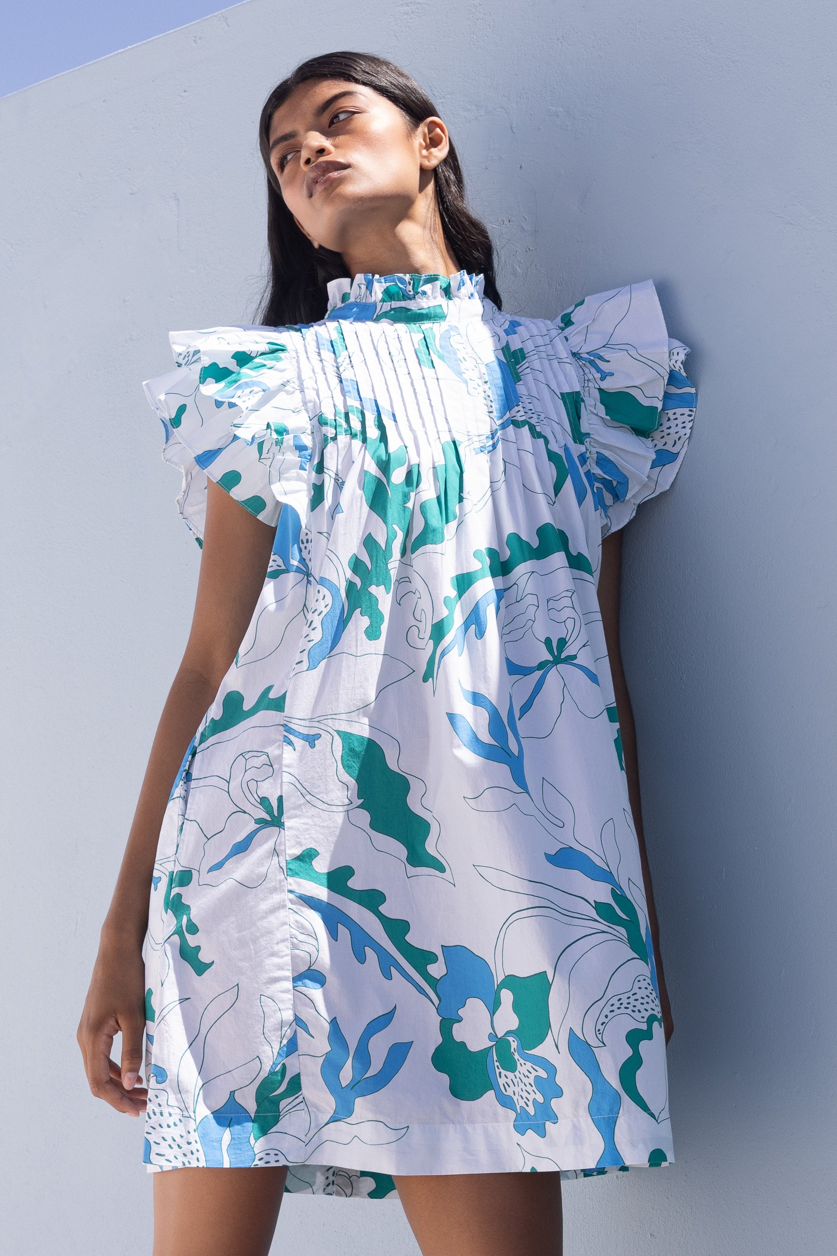 Pintuck Ruffle Mini- Orchid Green